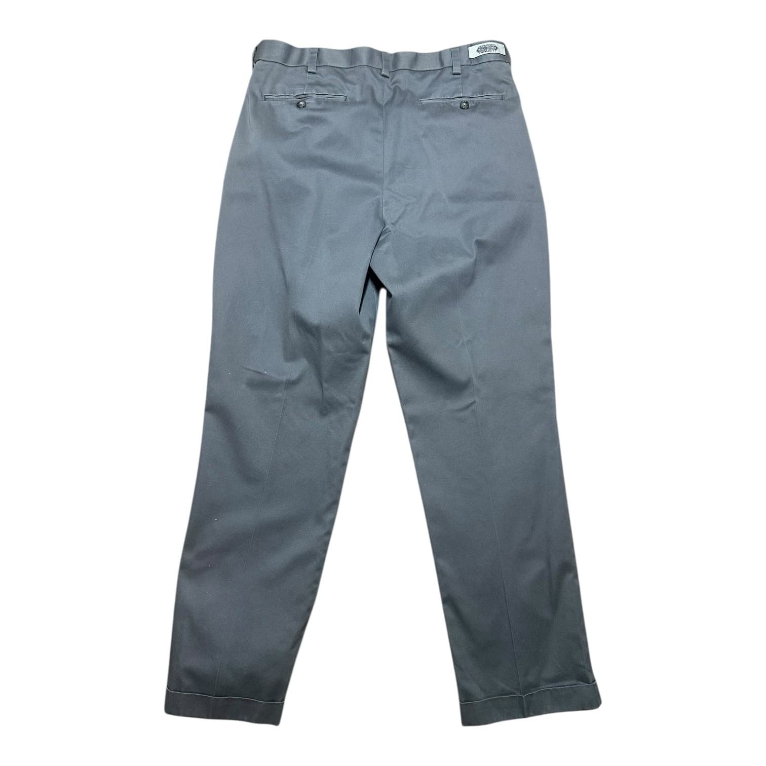 Roundtree & Yorke Men's Grey Pleated Chino Pants 34x32 Cotton Classic Fit - Thumbnail 2