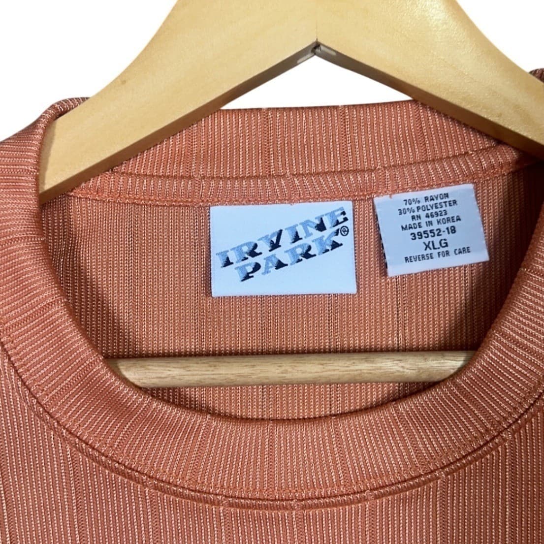 IRVINE PARK Mens XL Orange Striped Textured Short Sleeve T Shirt - Thumbnail 5