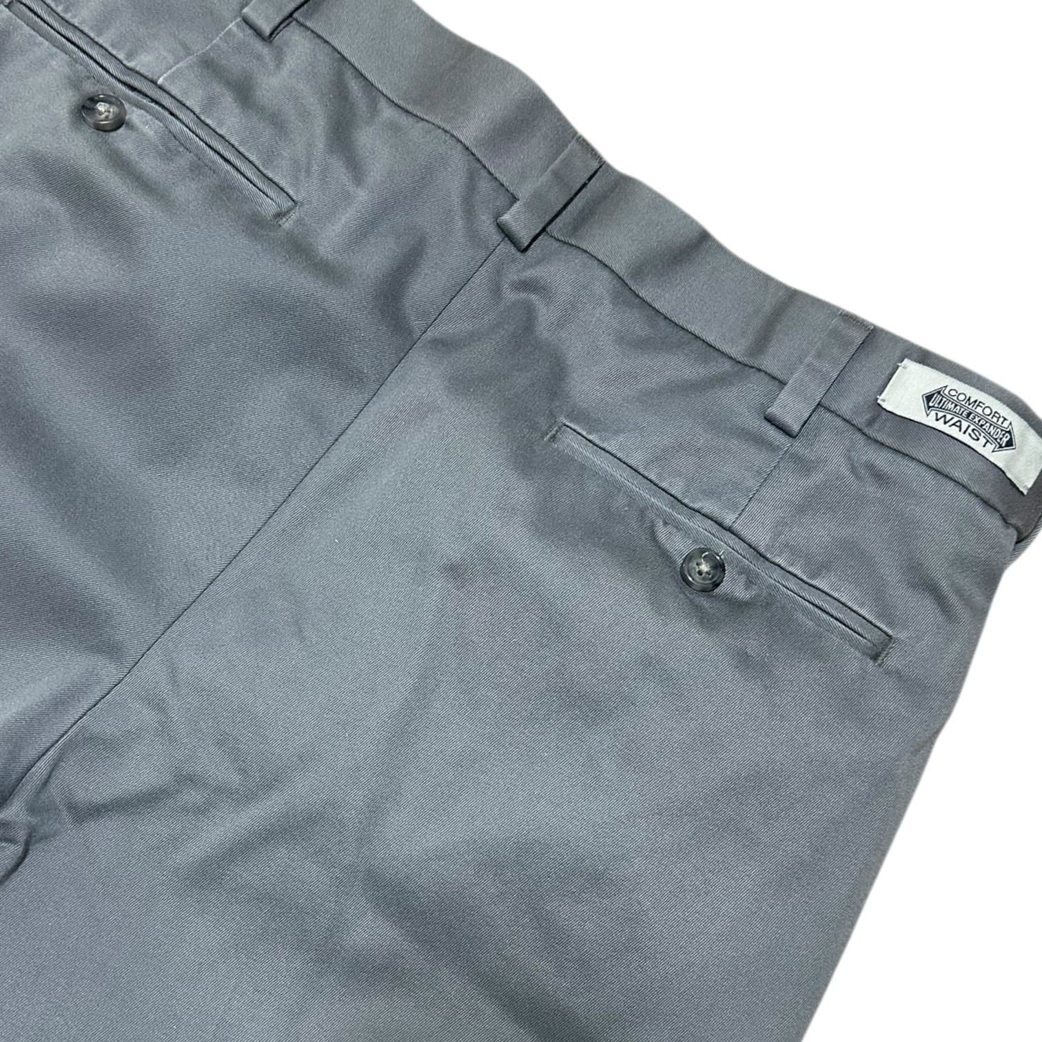Roundtree & Yorke Men's Grey Pleated Chino Pants 34x32 Cotton Classic Fit - Thumbnail 4