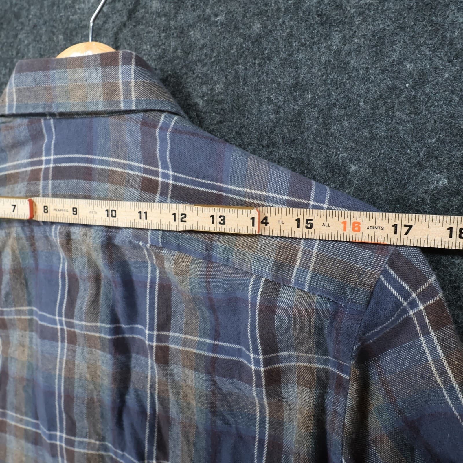 Joseph Abboud Flannel Mens S Blue Excellent Plaid Button Up - Thumbnail 6