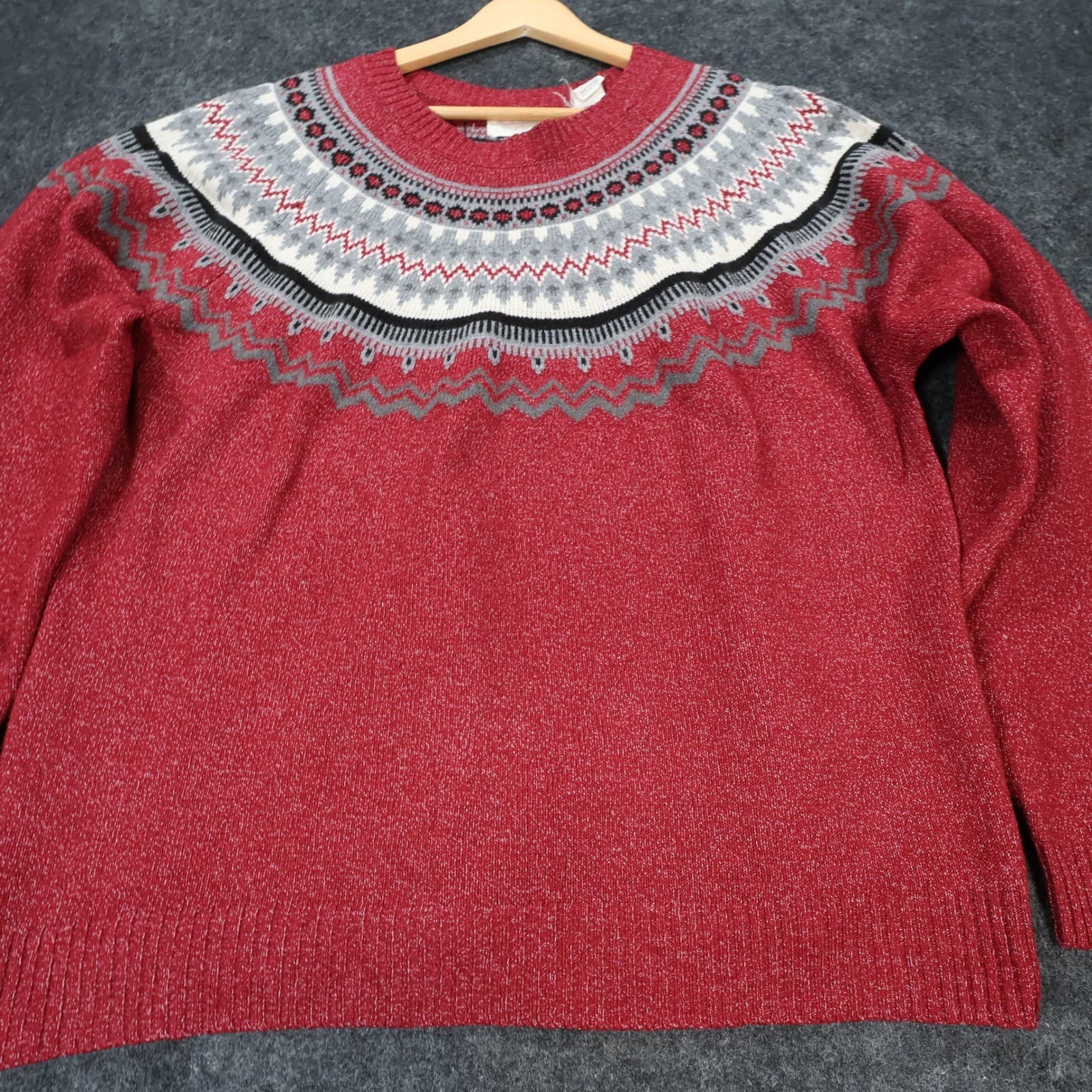 Weatherproof Vintage Sweater Womens Large Red Excellent Fair Isle Knit - Thumbnail 9