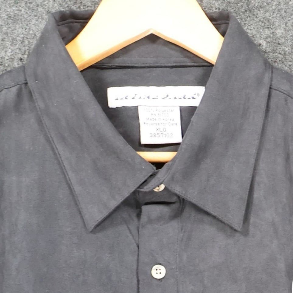 Irvine Park Button Up Mens XLG Gray Excellent Faux Suede Long Sleeve - Thumbnail 8
