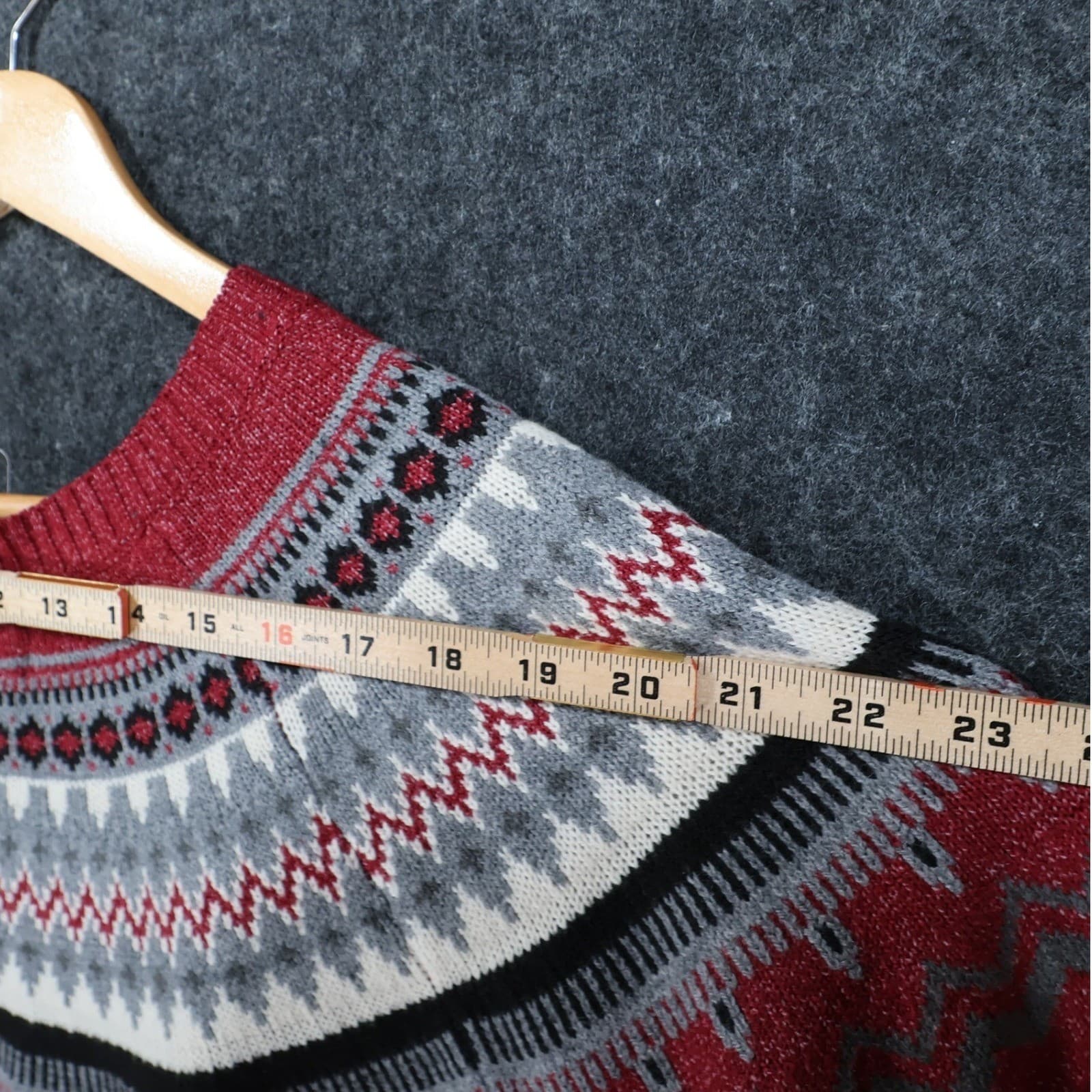 Weatherproof Vintage Sweater Womens Large Red Excellent Fair Isle Knit - Thumbnail 6