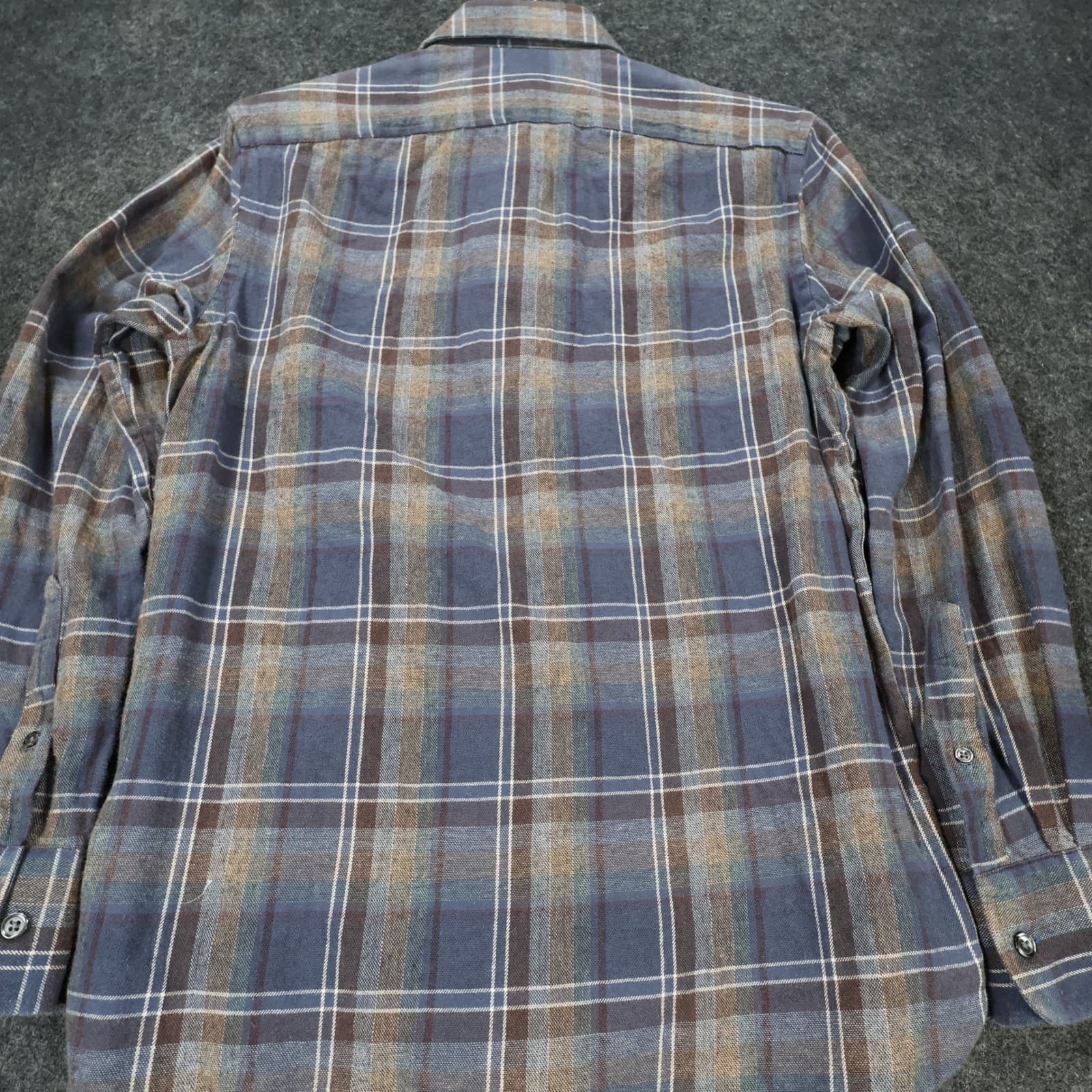 Joseph Abboud Flannel Mens S Blue Excellent Plaid Button Up - Thumbnail 12