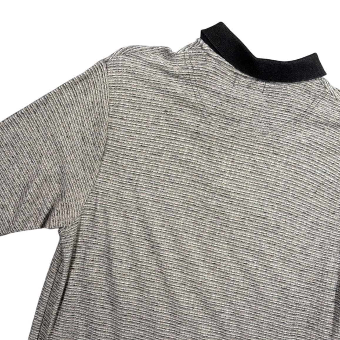Claiborne Polo Shirt Mens Large Gray Vintage Striped Knit MWR0351 C047 - Thumbnail 4