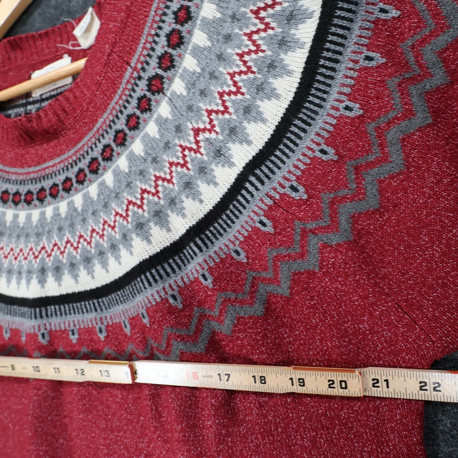 Weatherproof Vintage Sweater Womens Large Red Excellent Fair Isle Knit - Thumbnail 3