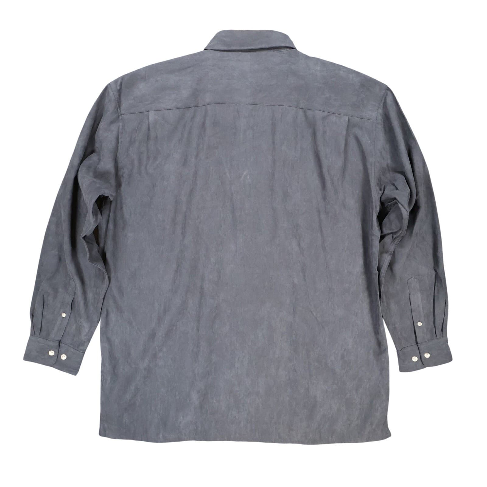 Irvine Park Button Up Mens XLG Gray Excellent Faux Suede Long Sleeve - Thumbnail 2