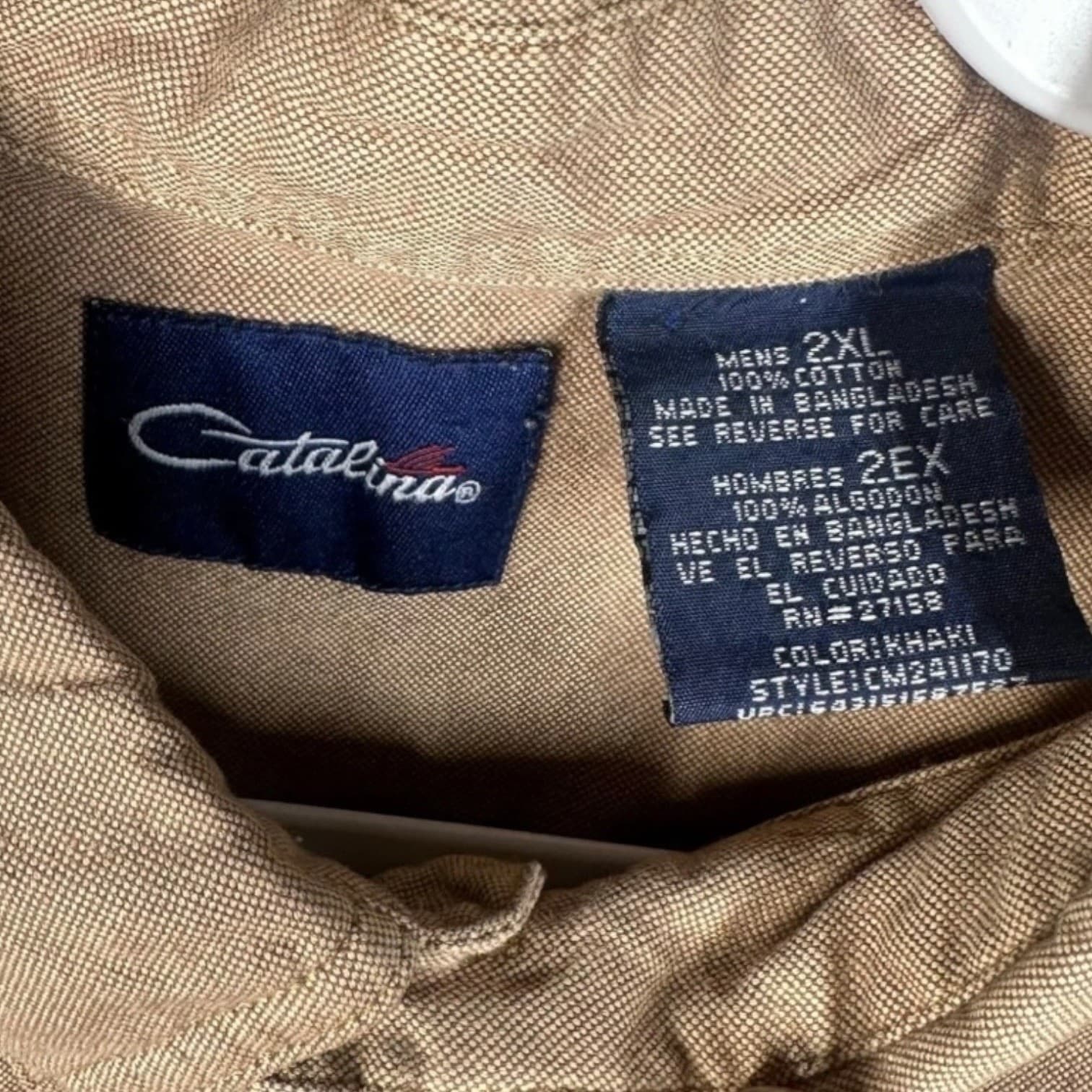 Catalina Mens 2XL Khaki Button Down Long Sleeve Casual Shirt Top - Thumbnail 7