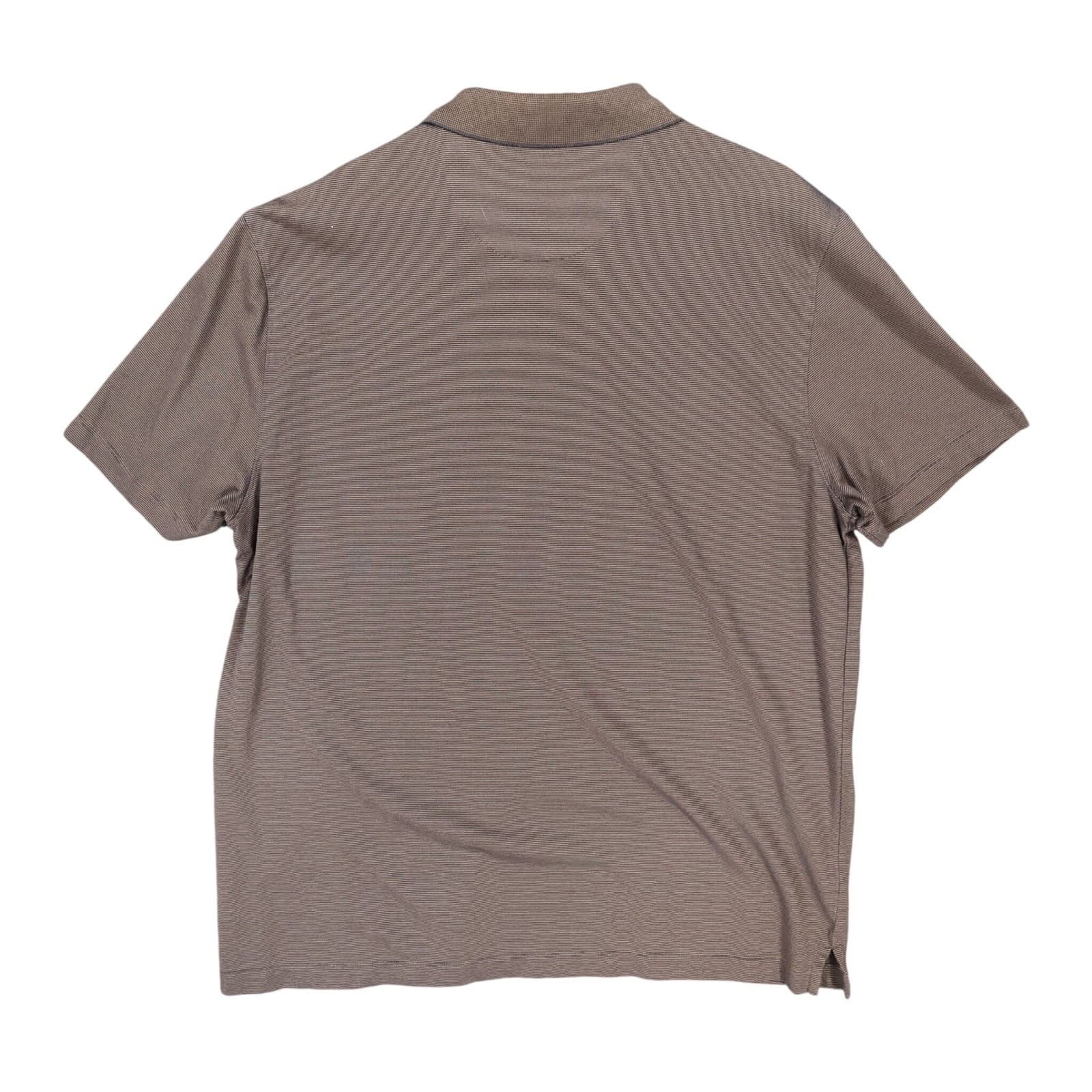Van Heusen Polo Mens XL Brown Excellent Short Sleeve Ribbed Texture Pocket - Thumbnail 2