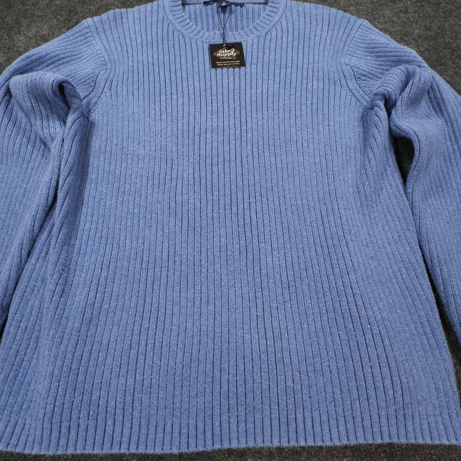 Tommy Hilfiger Sweater Mens Medium Blue Excellent Ribbed Knit - Thumbnail 10