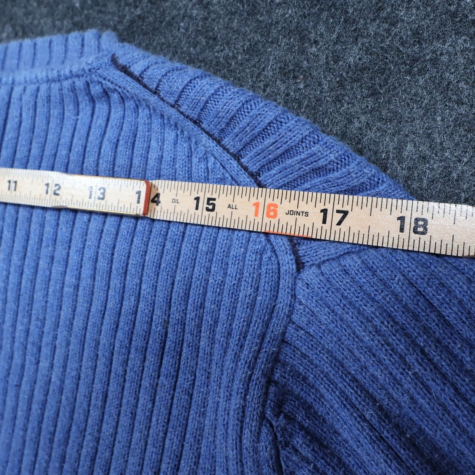 Tommy Hilfiger Sweater Mens Medium Blue Excellent Ribbed Knit - Thumbnail 6