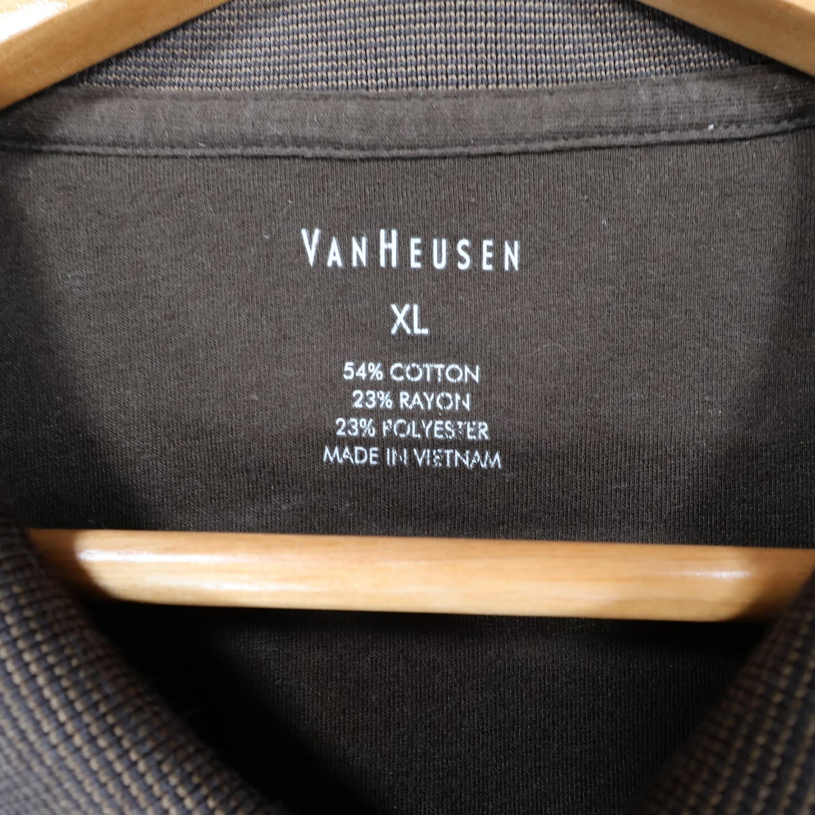 Van Heusen Polo Mens XL Brown Excellent Short Sleeve Ribbed Texture Pocket - Thumbnail 7