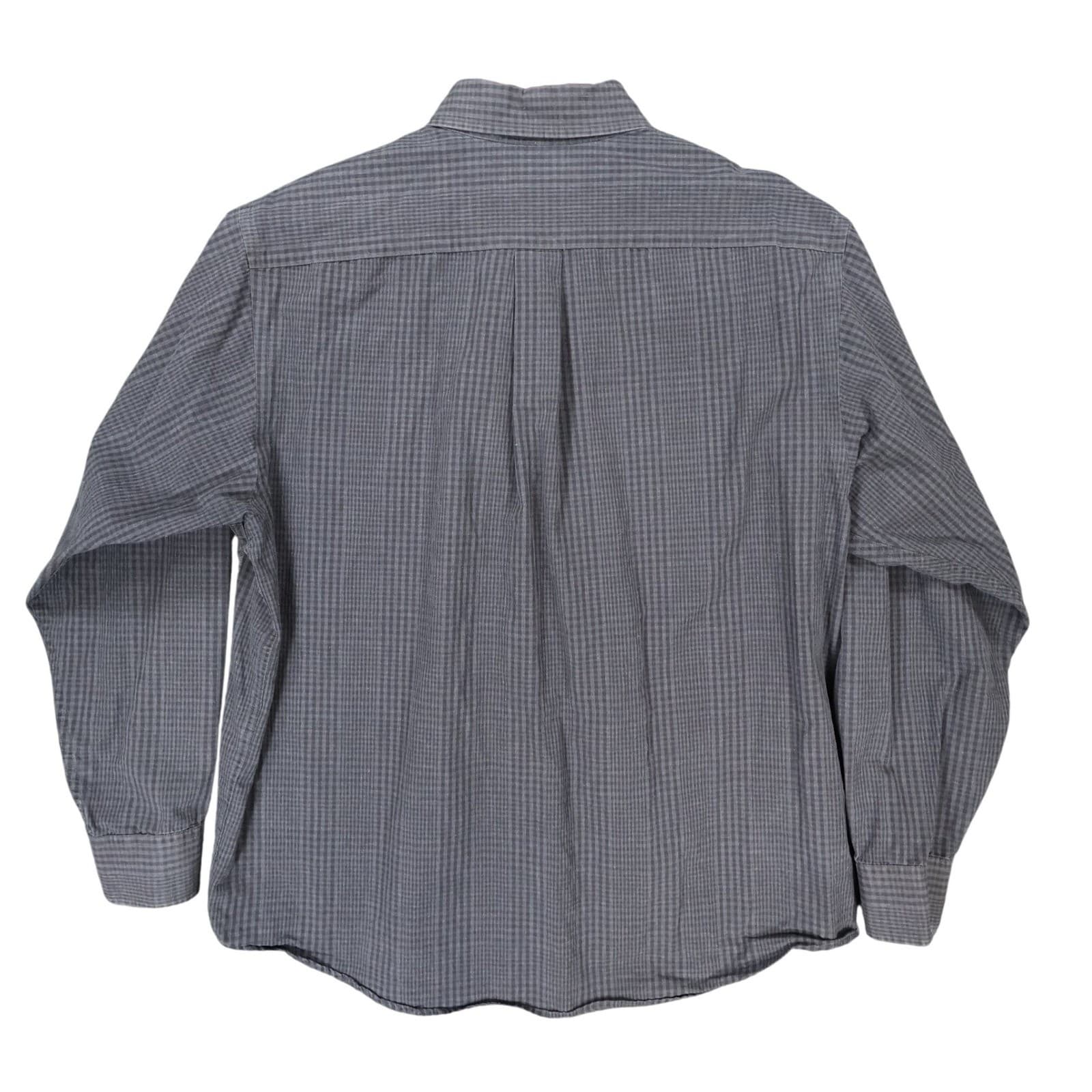 Roundtree & Yorke Button Down Mens Large Black Excellent Gingham Plaid - Thumbnail 2