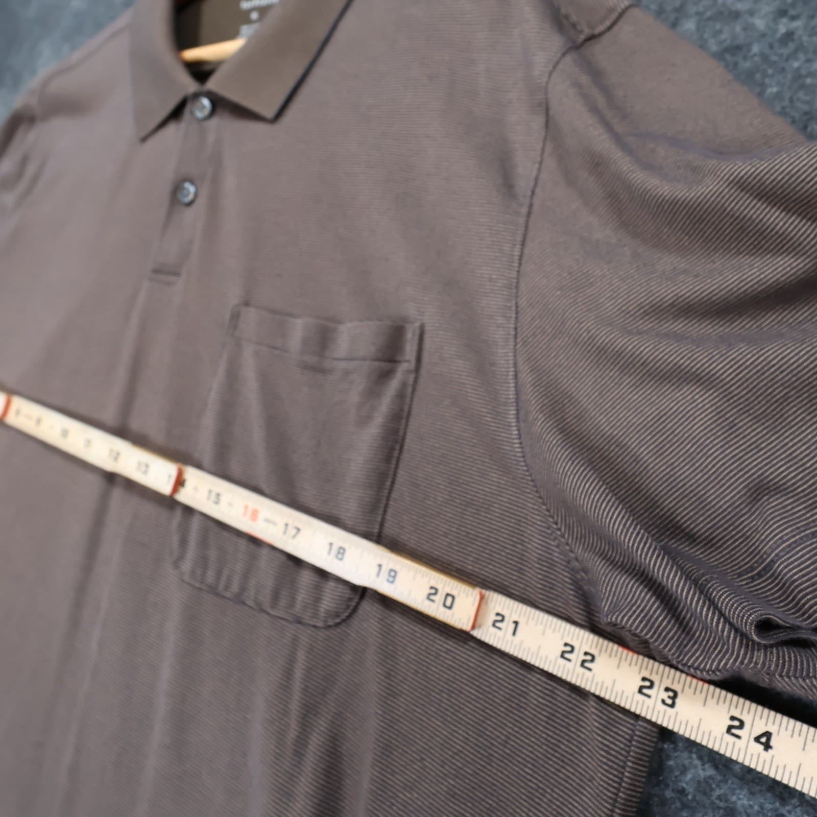 Van Heusen Polo Mens XL Brown Excellent Short Sleeve Ribbed Texture Pocket - Thumbnail 4
