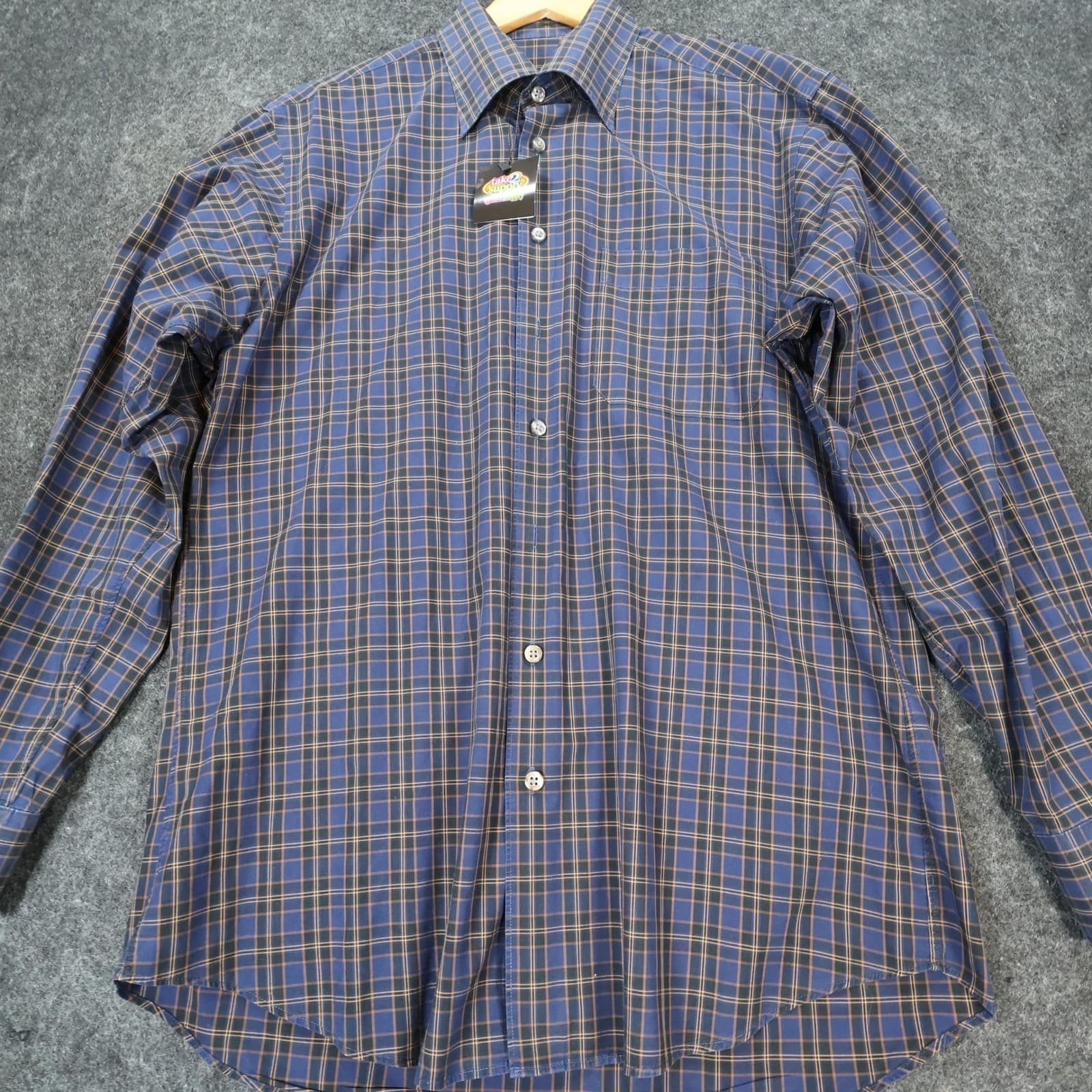 Scott Barber Button Up Mens M Blue Excellent Plaid Long Sleeve - Thumbnail 9