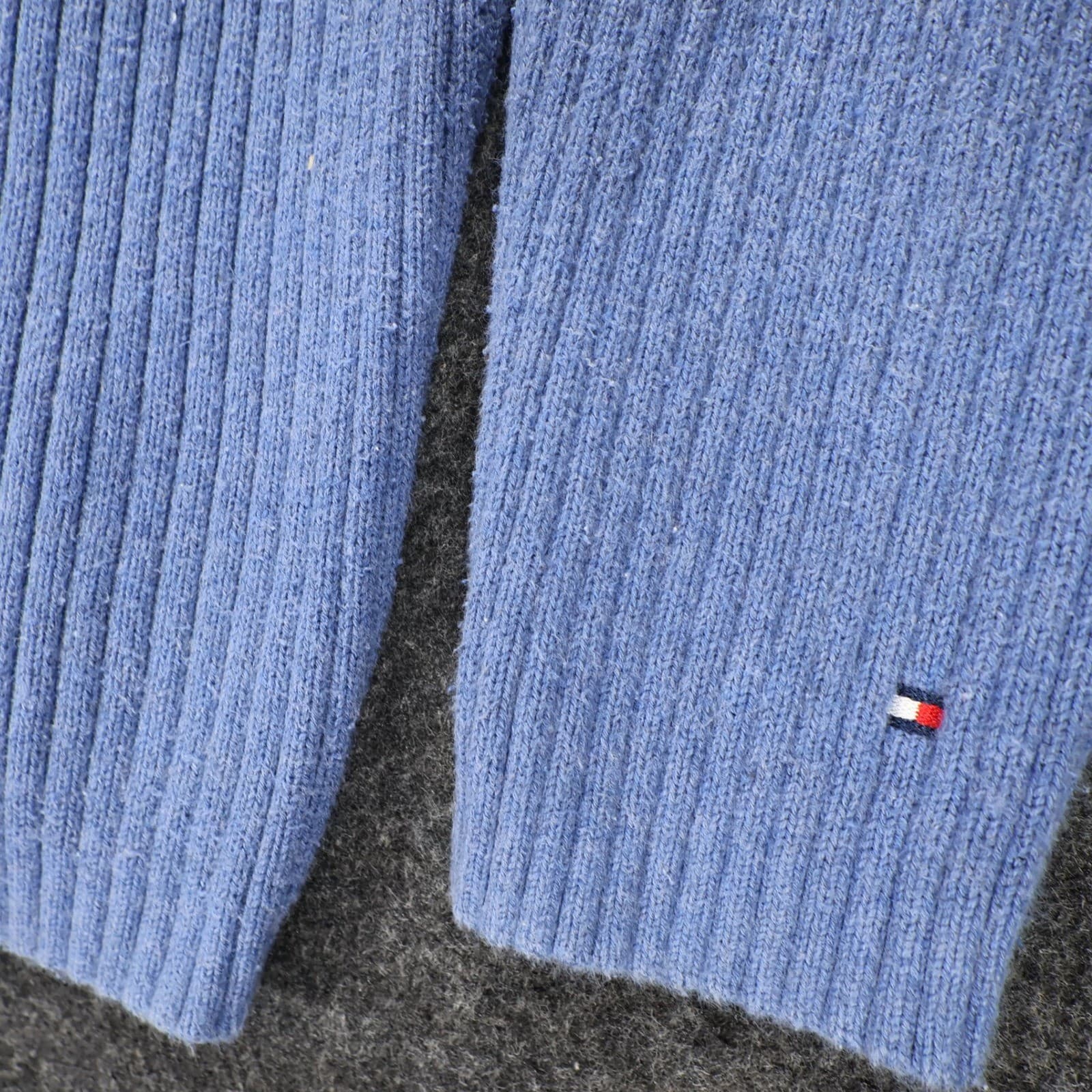 Tommy Hilfiger Sweater Mens Medium Blue Excellent Ribbed Knit - Thumbnail 12