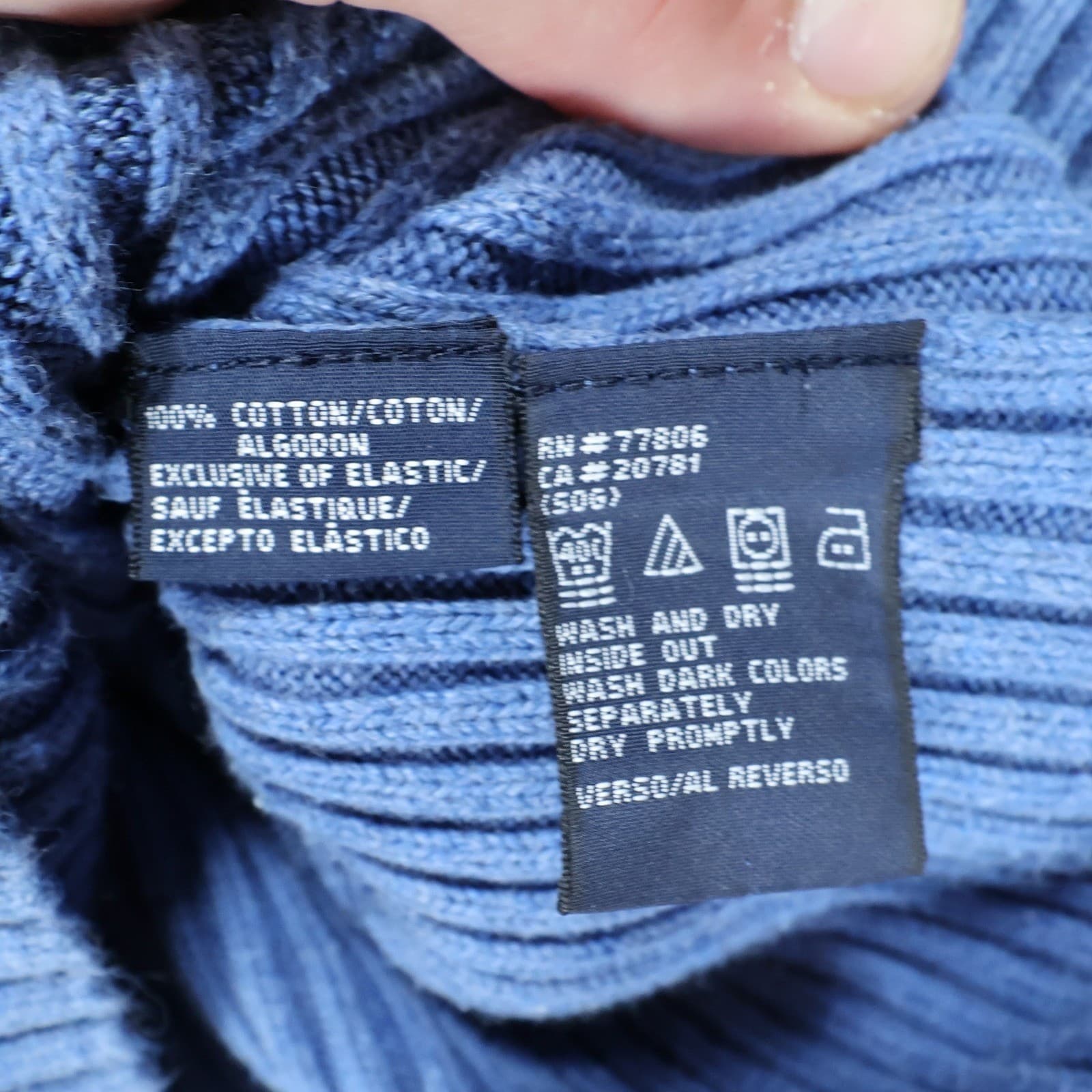 Tommy Hilfiger Sweater Mens Medium Blue Excellent Ribbed Knit - Thumbnail 8