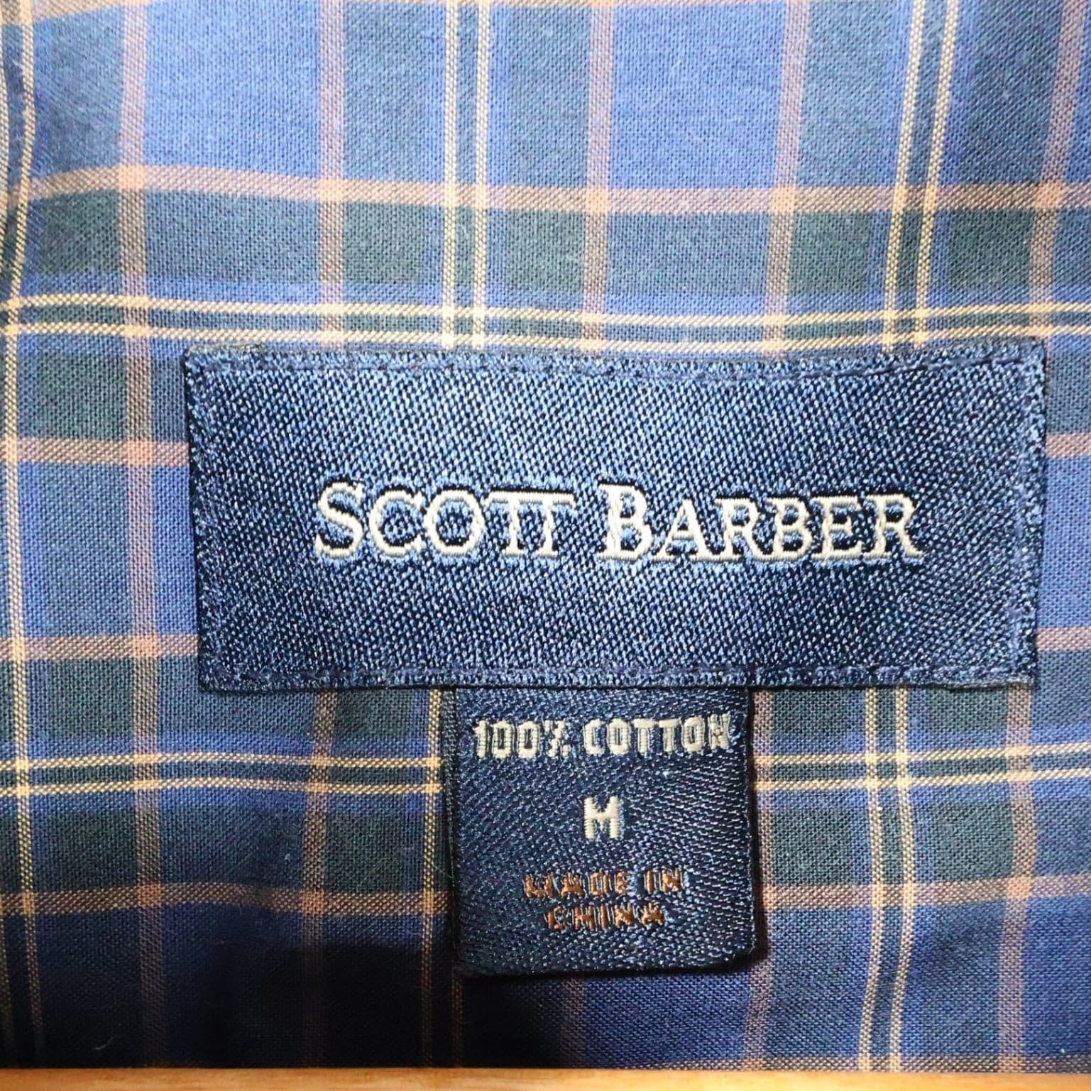 Scott Barber Button Up Mens M Blue Excellent Plaid Long Sleeve - Thumbnail 7
