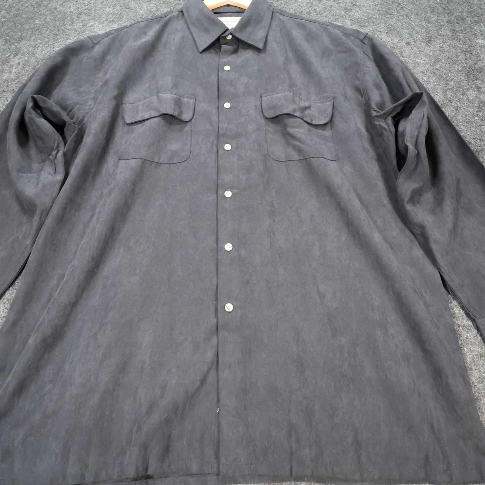 Irvine Park Button Up Mens XLG Gray Excellent Faux Suede Long Sleeve - Thumbnail 9