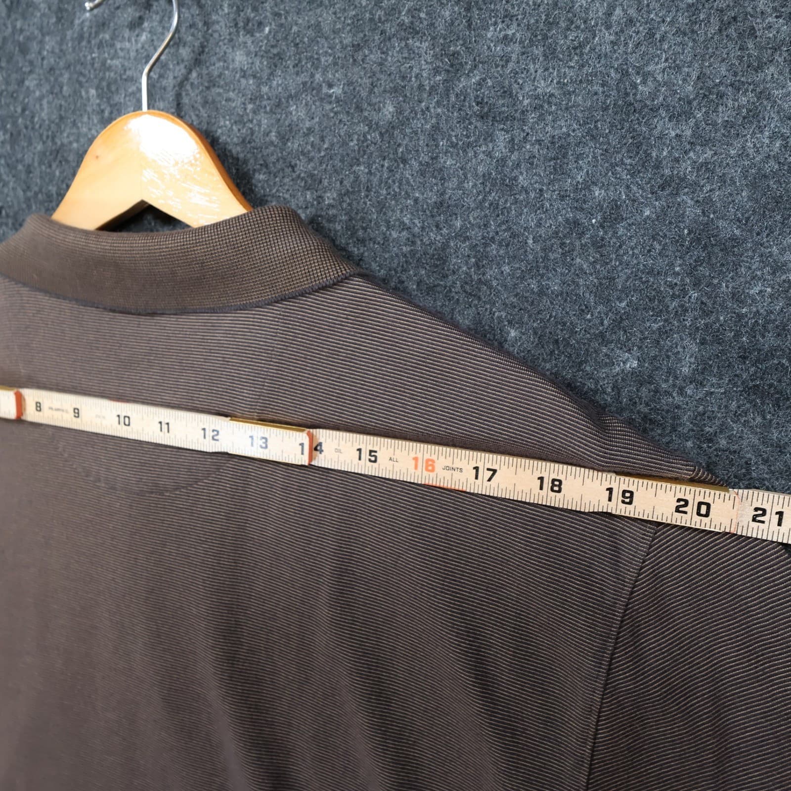Van Heusen Polo Mens XL Brown Excellent Short Sleeve Ribbed Texture Pocket - Thumbnail 6