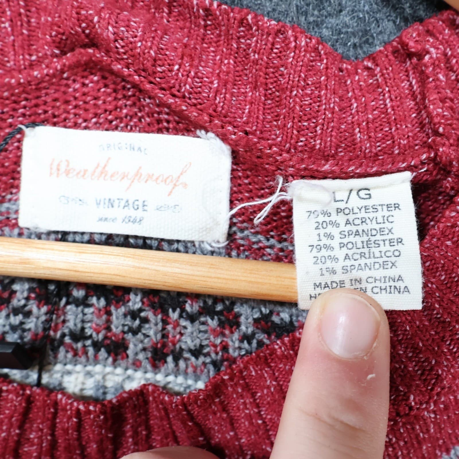 Weatherproof Vintage Sweater Womens Large Red Excellent Fair Isle Knit - Thumbnail 7