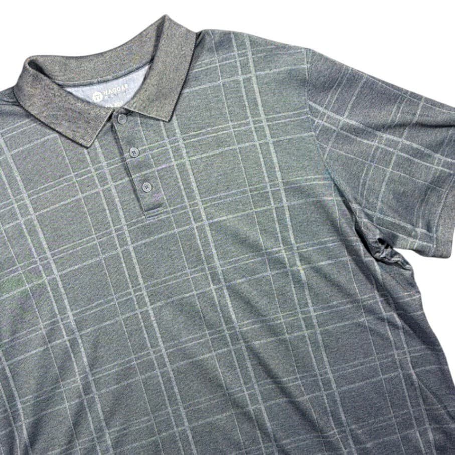 Haggar Polo Shirt Mens XXL Gray Plaid Short Sleeve Cotton Blend 1332 - Thumbnail 3