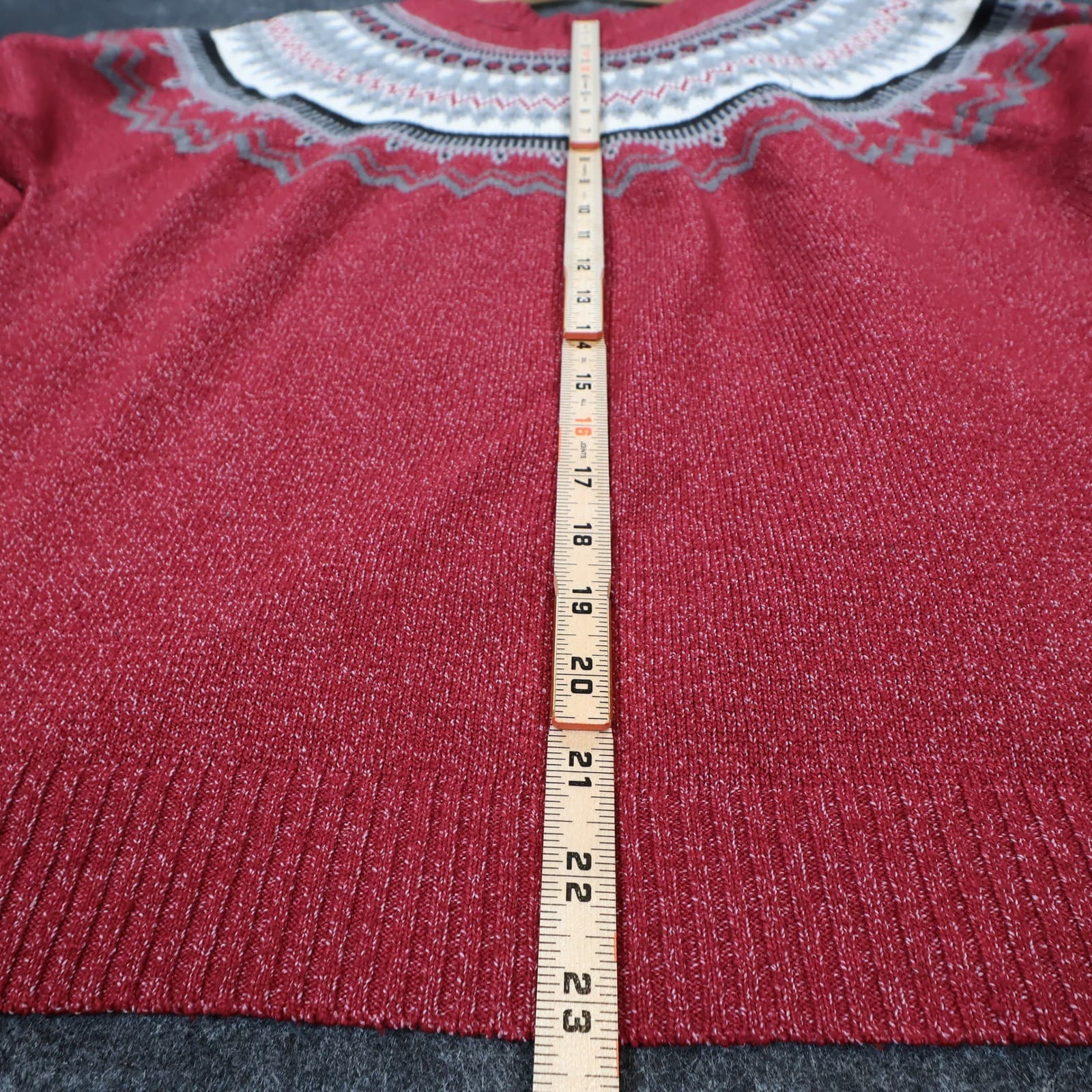 Weatherproof Vintage Sweater Womens Large Red Excellent Fair Isle Knit - Thumbnail 5