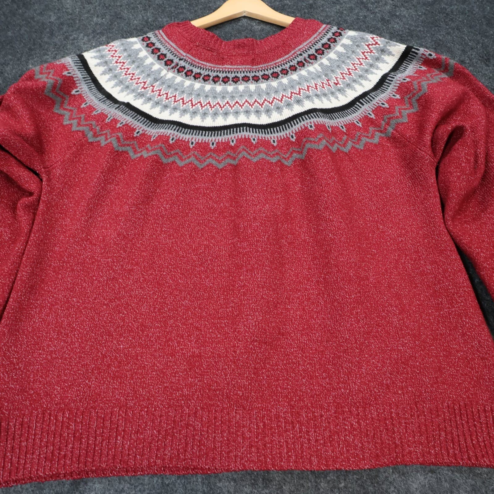 Weatherproof Vintage Sweater Womens Large Red Excellent Fair Isle Knit - Thumbnail 10