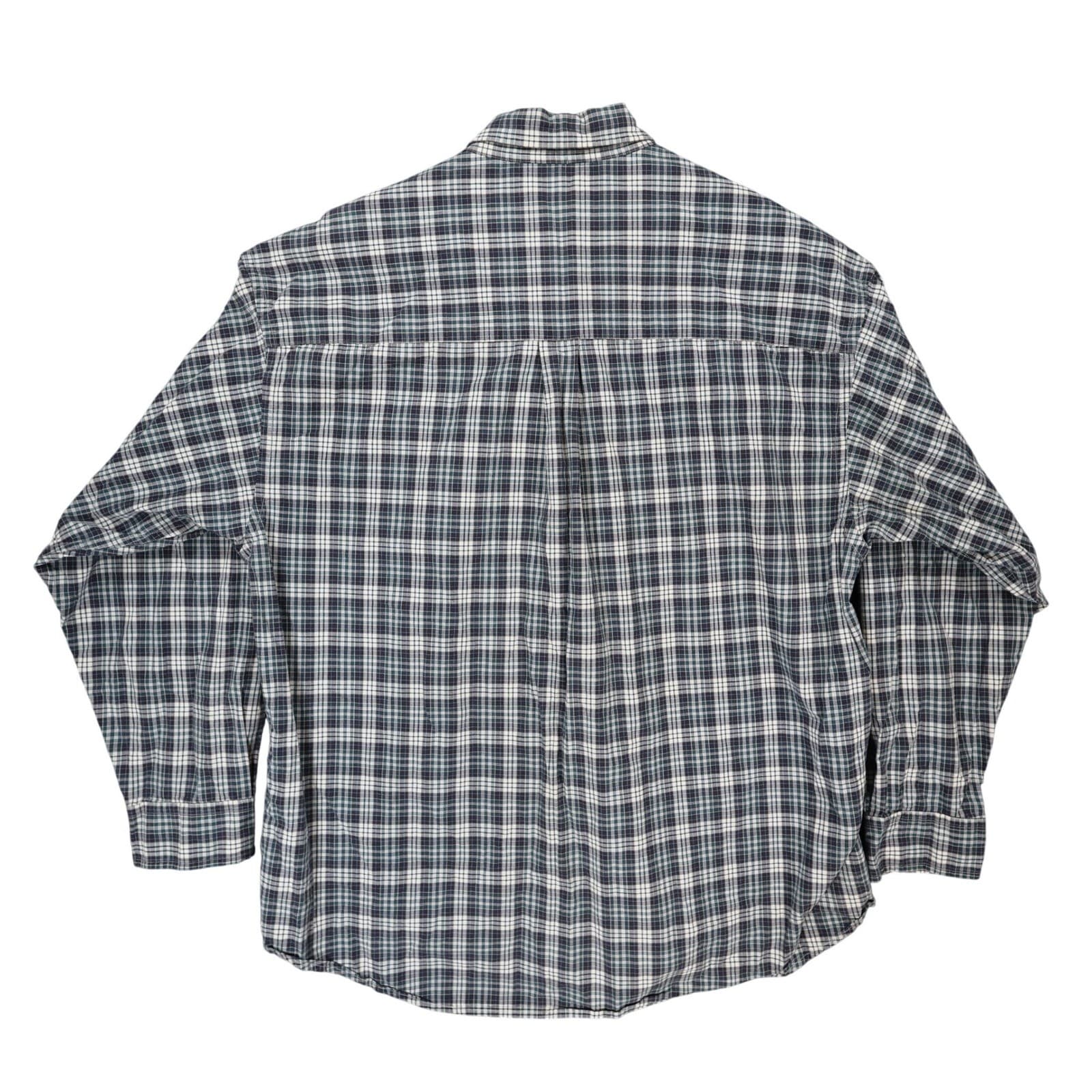 Haggar Button Down Mens XXL Blue Excellent Plaid Cotton - Thumbnail 2