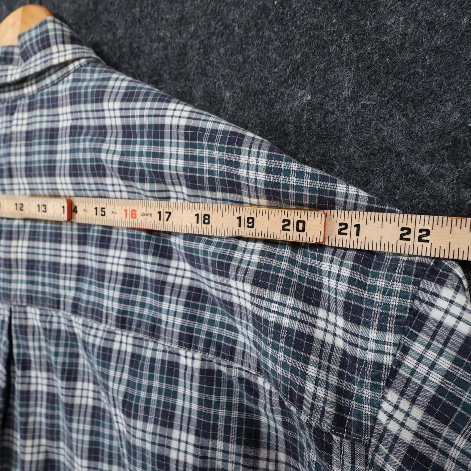 Haggar Button Down Mens XXL Blue Excellent Plaid Cotton - Thumbnail 6