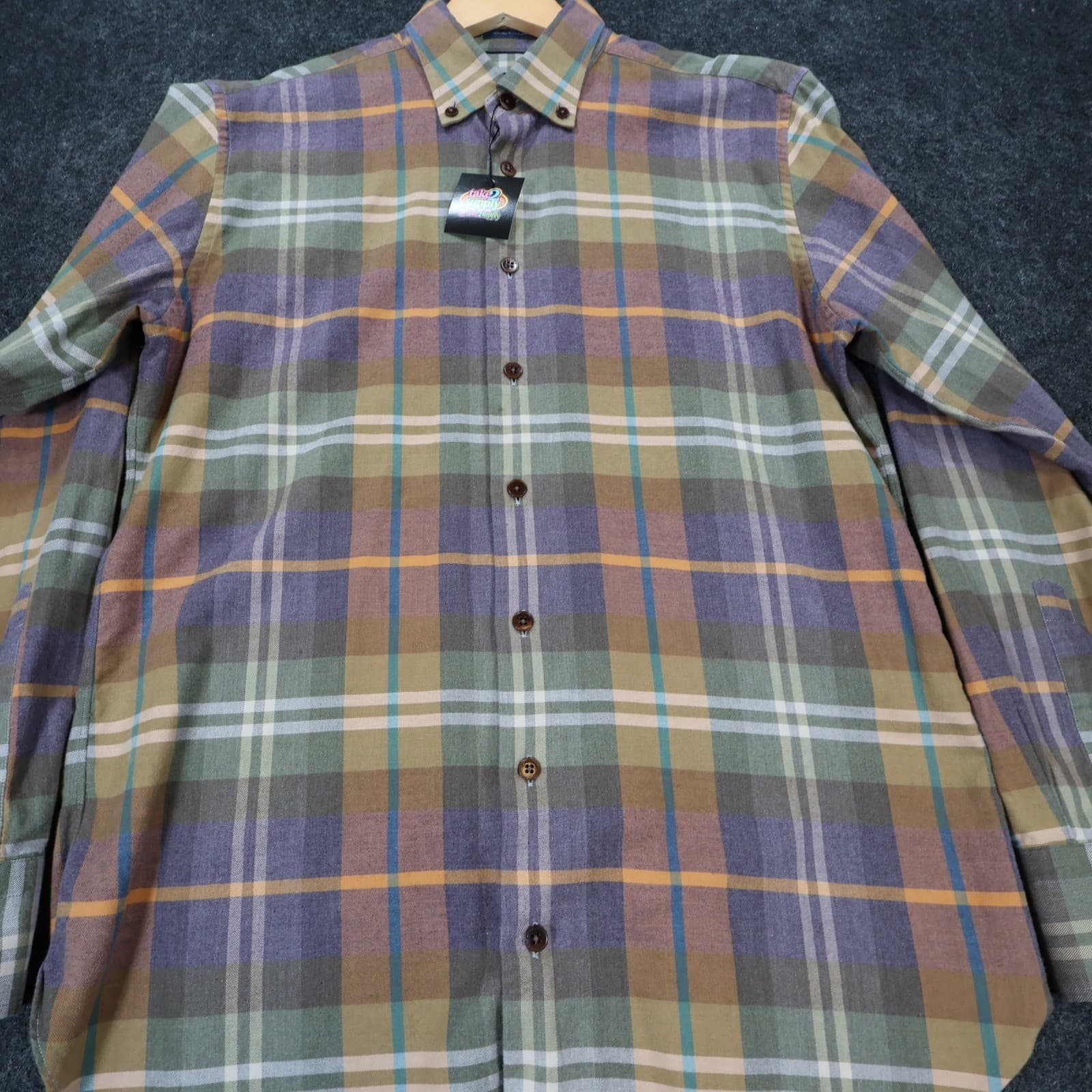 Calder Carmel Button Down Mens Large Multicolor Excellent Plaid Flannel - Thumbnail 10