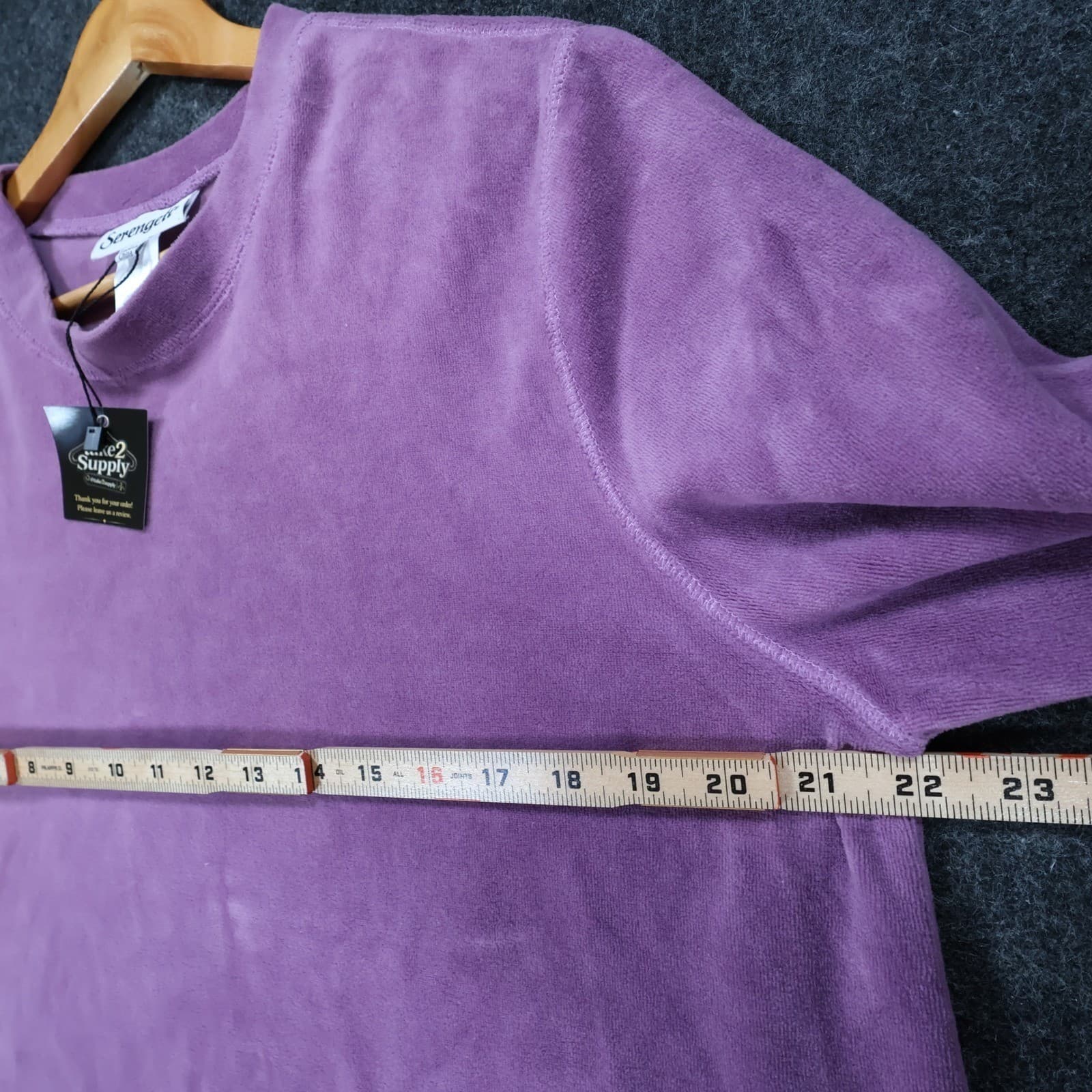 Serengeti Velour Pullover Womens Large Purple Excellent Long Sleeve Pocket Top - Thumbnail 3