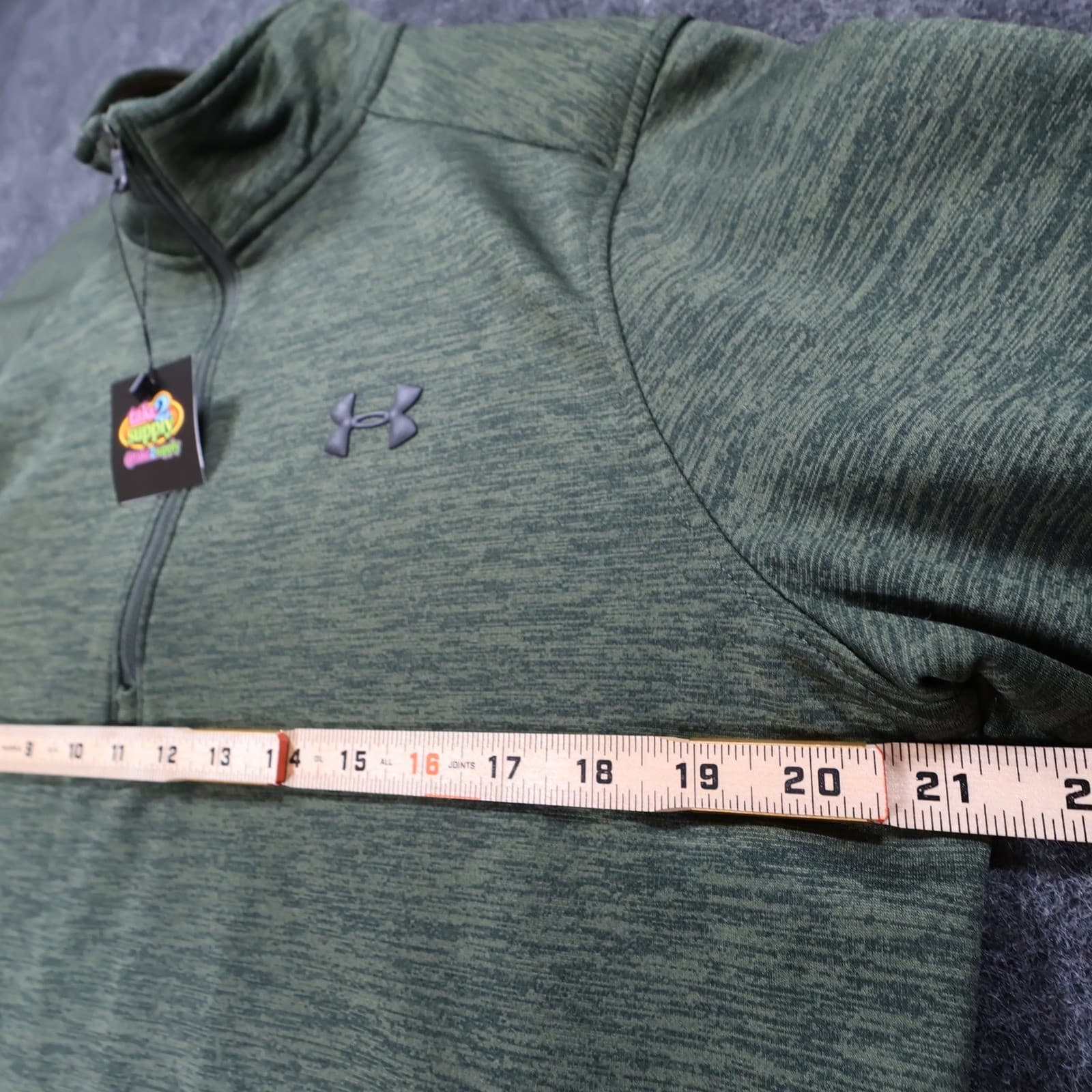 Under Armour Quarter Zip Pullover Mens Medium Green Excellent ColdGear Loose Fit - Thumbnail 3