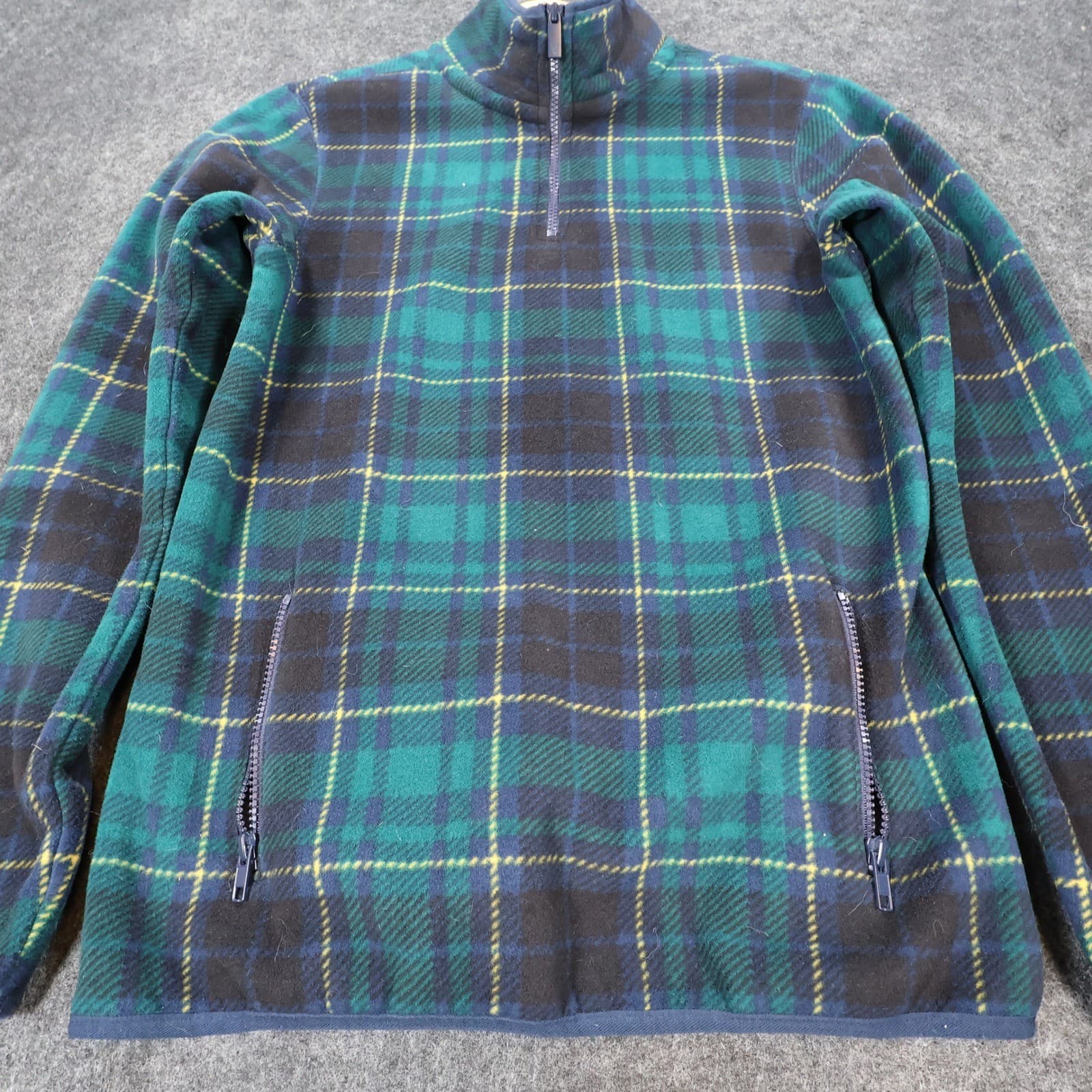 Prince & Fox Fleece Pullover Mens Small Green Excellent Plaid Quarter Zip - Thumbnail 11