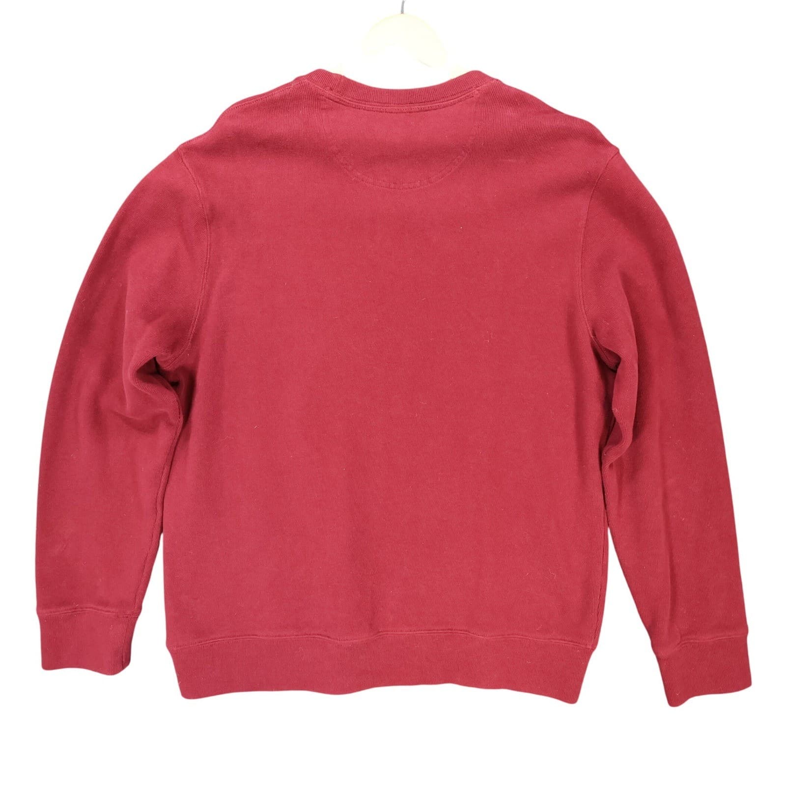 Lands End Sweatshirt Mens L Red Excellent Crewneck Ribbed Trim - Thumbnail 2