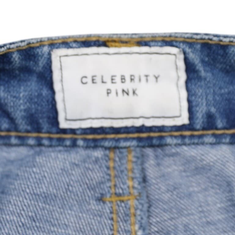 CELEBRITY PINK Women's Blue Distressed Denim Jeans Straight Leg Size 27 - Thumbnail 7