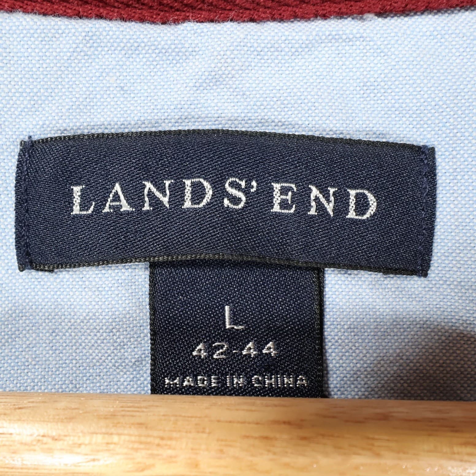 Lands End Sweatshirt Mens L Red Excellent Crewneck Ribbed Trim - Thumbnail 7