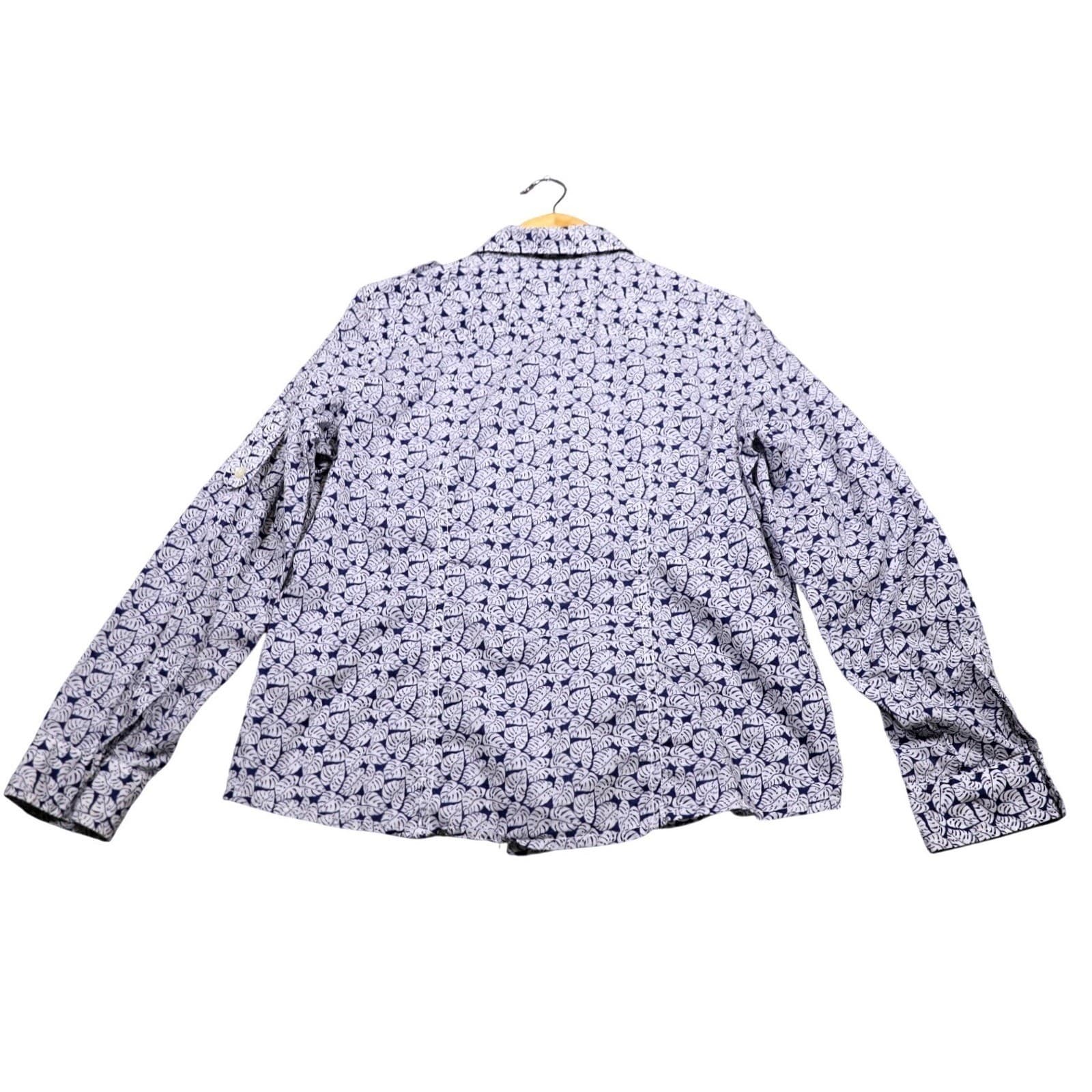 Liz Claiborne Womens Button Down Shirt Long Sleeve Tropical Leaf Print Size M - Thumbnail 6