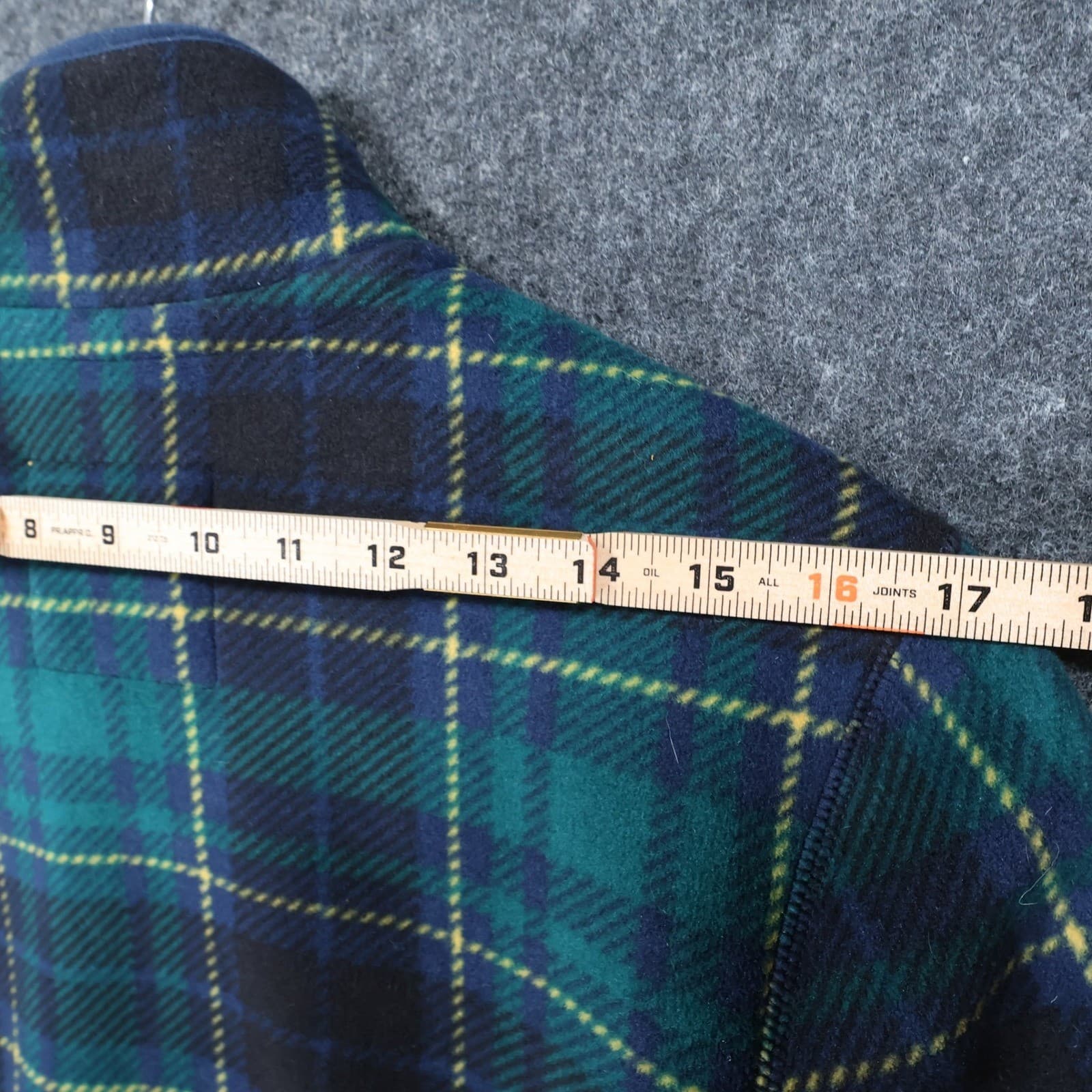 Prince & Fox Fleece Pullover Mens Small Green Excellent Plaid Quarter Zip - Thumbnail 6