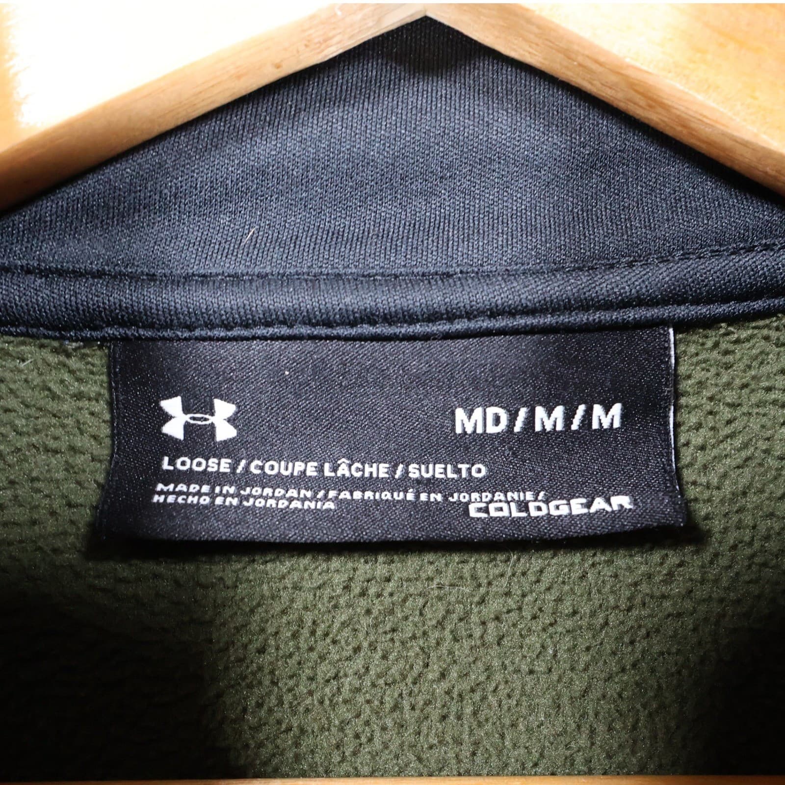 Under Armour Quarter Zip Pullover Mens Medium Green Excellent ColdGear Loose Fit - Thumbnail 7