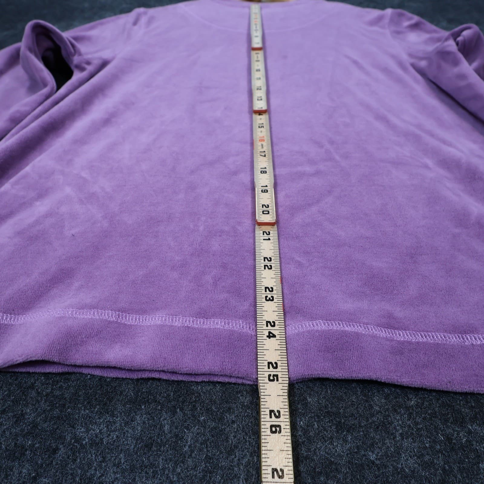 Serengeti Velour Pullover Womens Large Purple Excellent Long Sleeve Pocket Top - Thumbnail 5