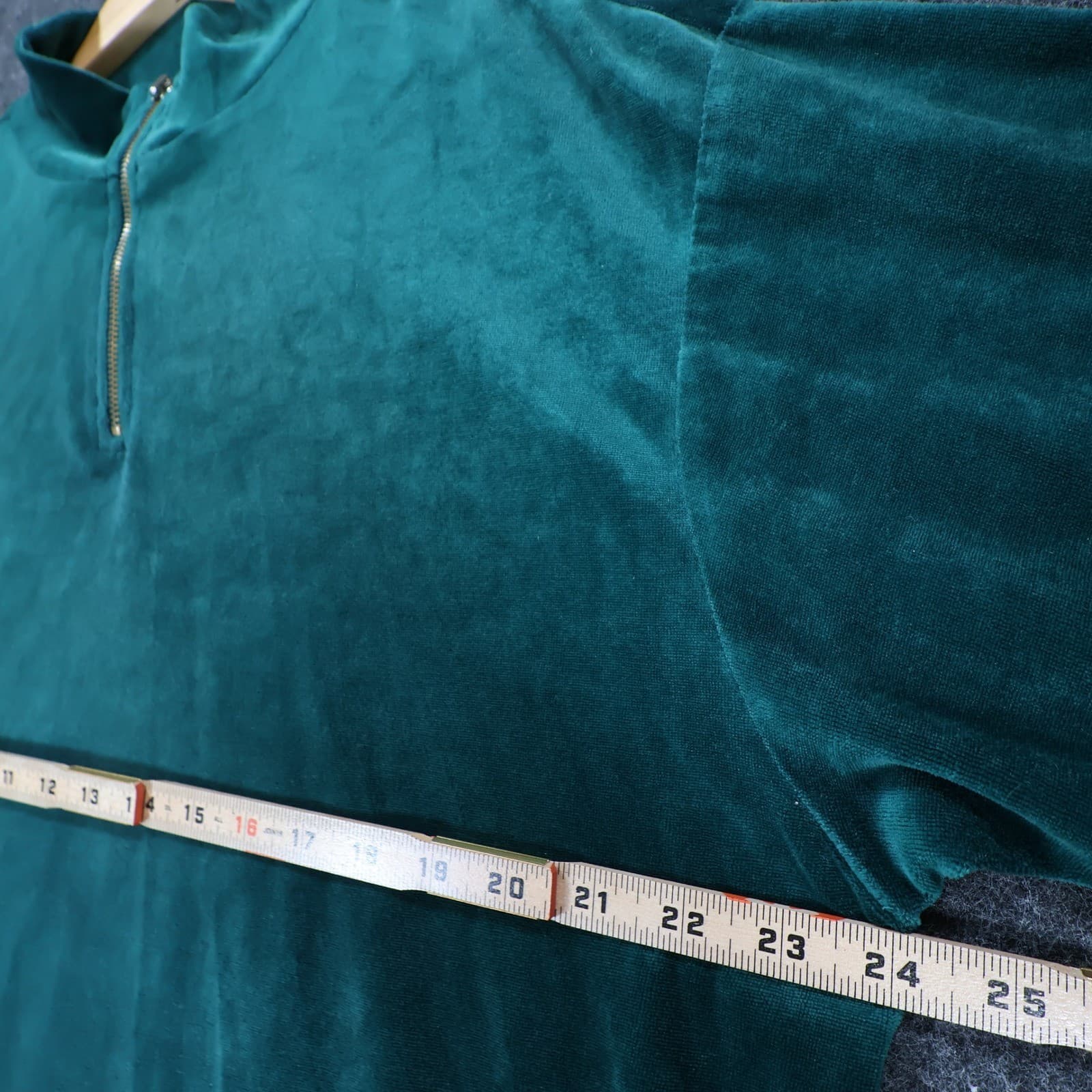 Sag Harbor Pullover Women Large Green Excellent Velour Quarter Zip - Thumbnail 3