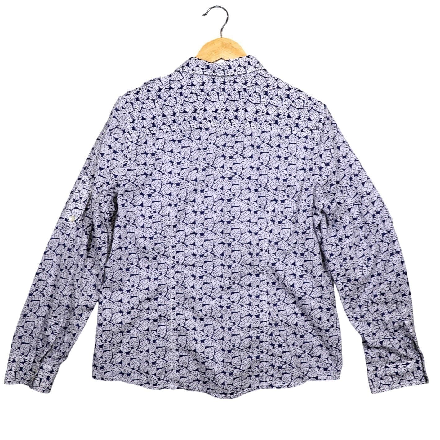 Liz Claiborne Womens Button Down Shirt Long Sleeve Tropical Leaf Print Size M - Thumbnail 4