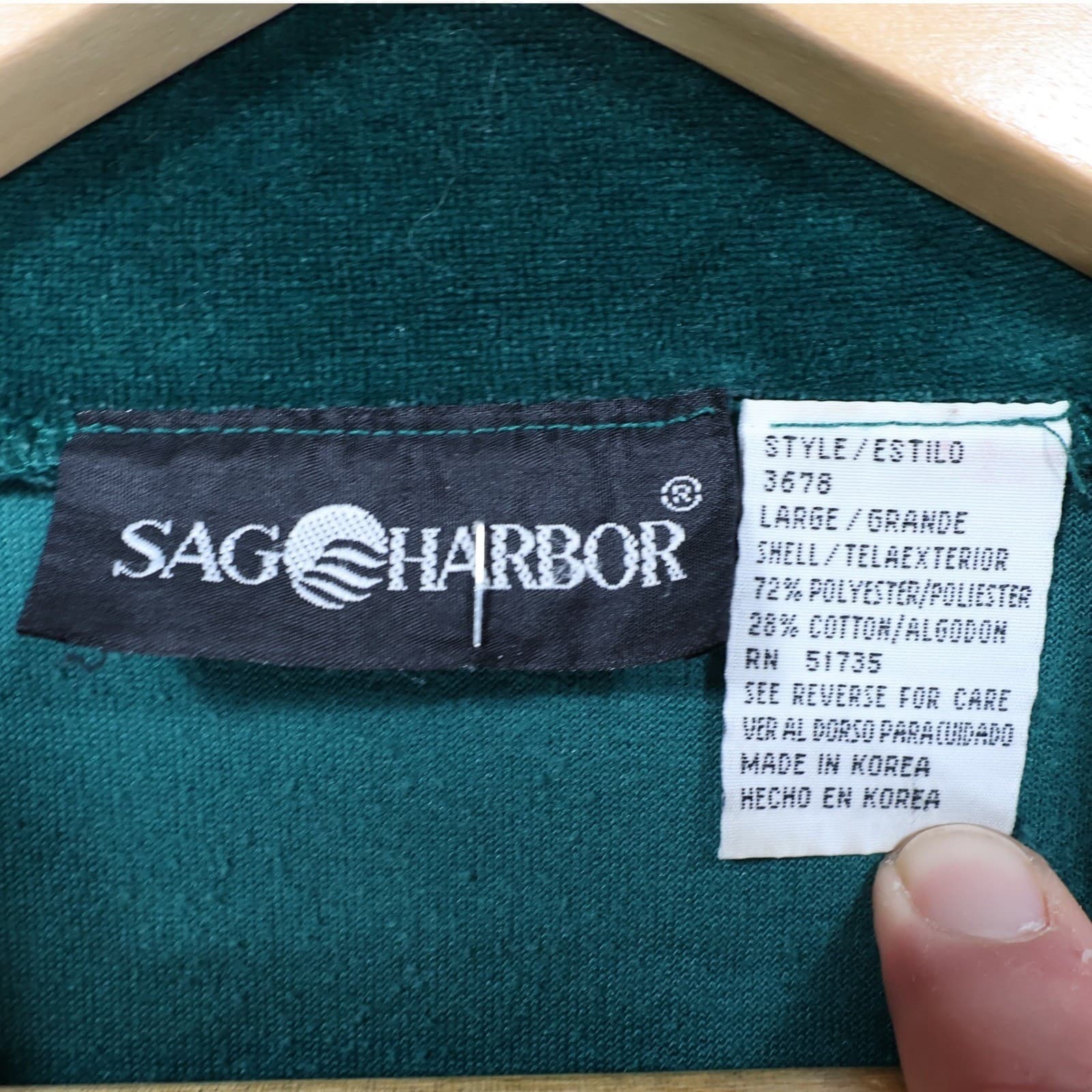 Sag Harbor Pullover Women Large Green Excellent Velour Quarter Zip - Thumbnail 7