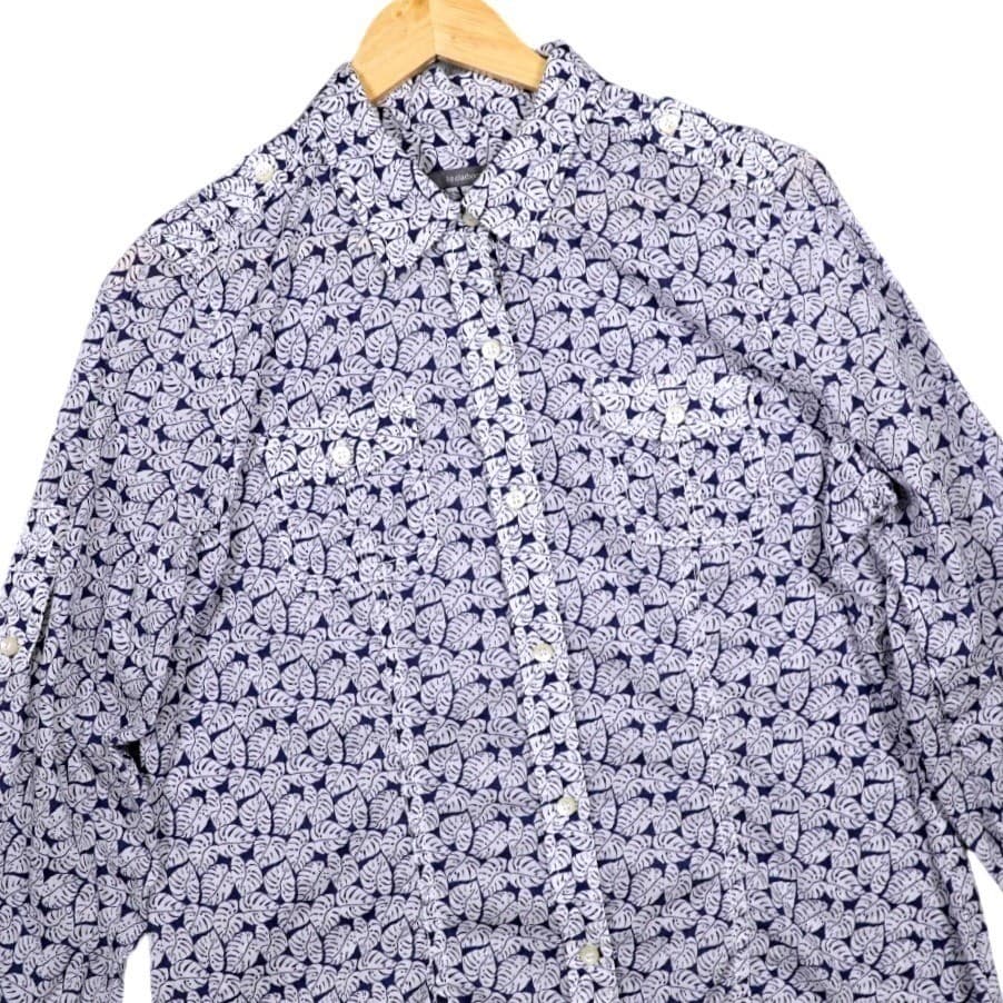 Liz Claiborne Womens Button Down Shirt Long Sleeve Tropical Leaf Print Size M - Thumbnail 2