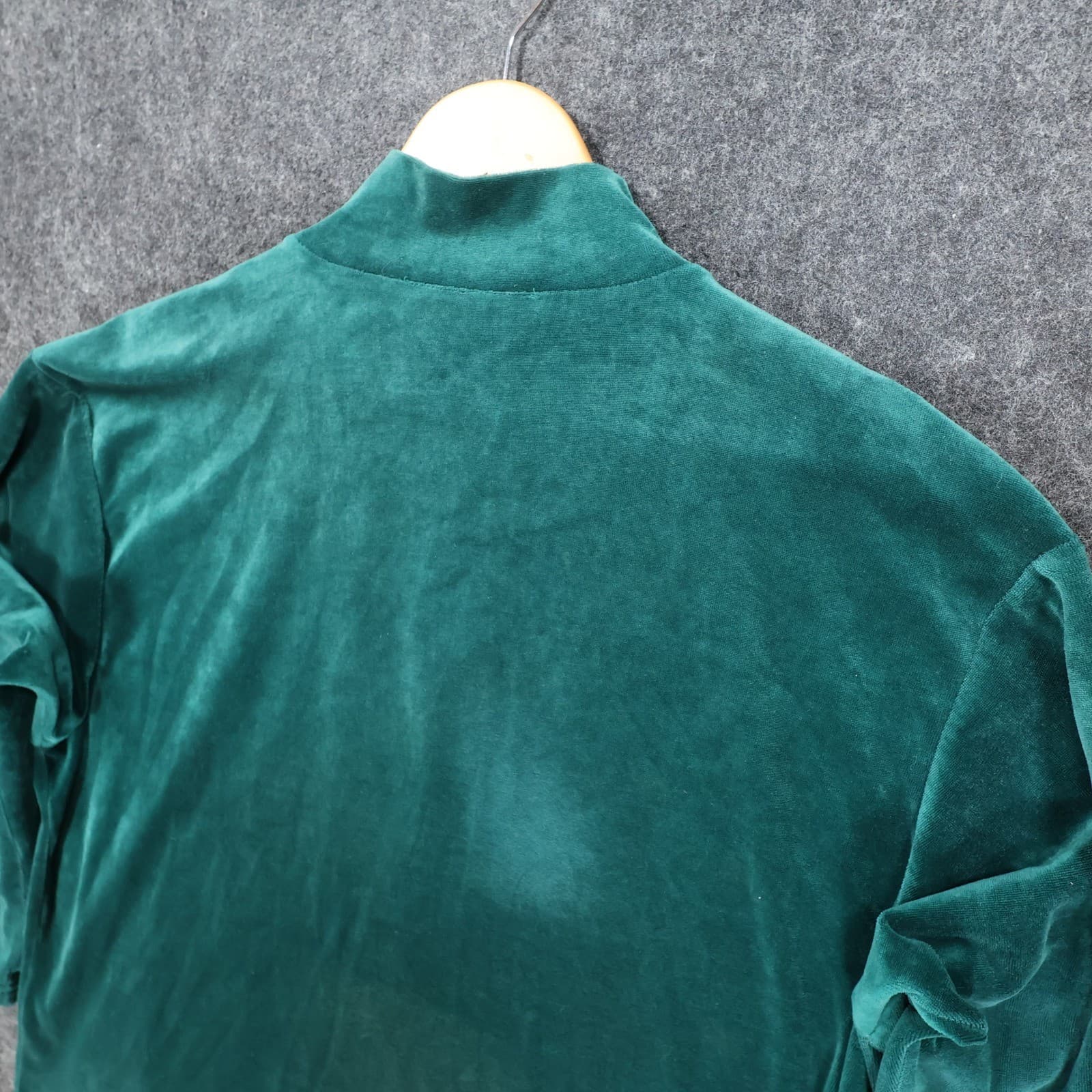 Sag Harbor Pullover Women Large Green Excellent Velour Quarter Zip - Thumbnail 10
