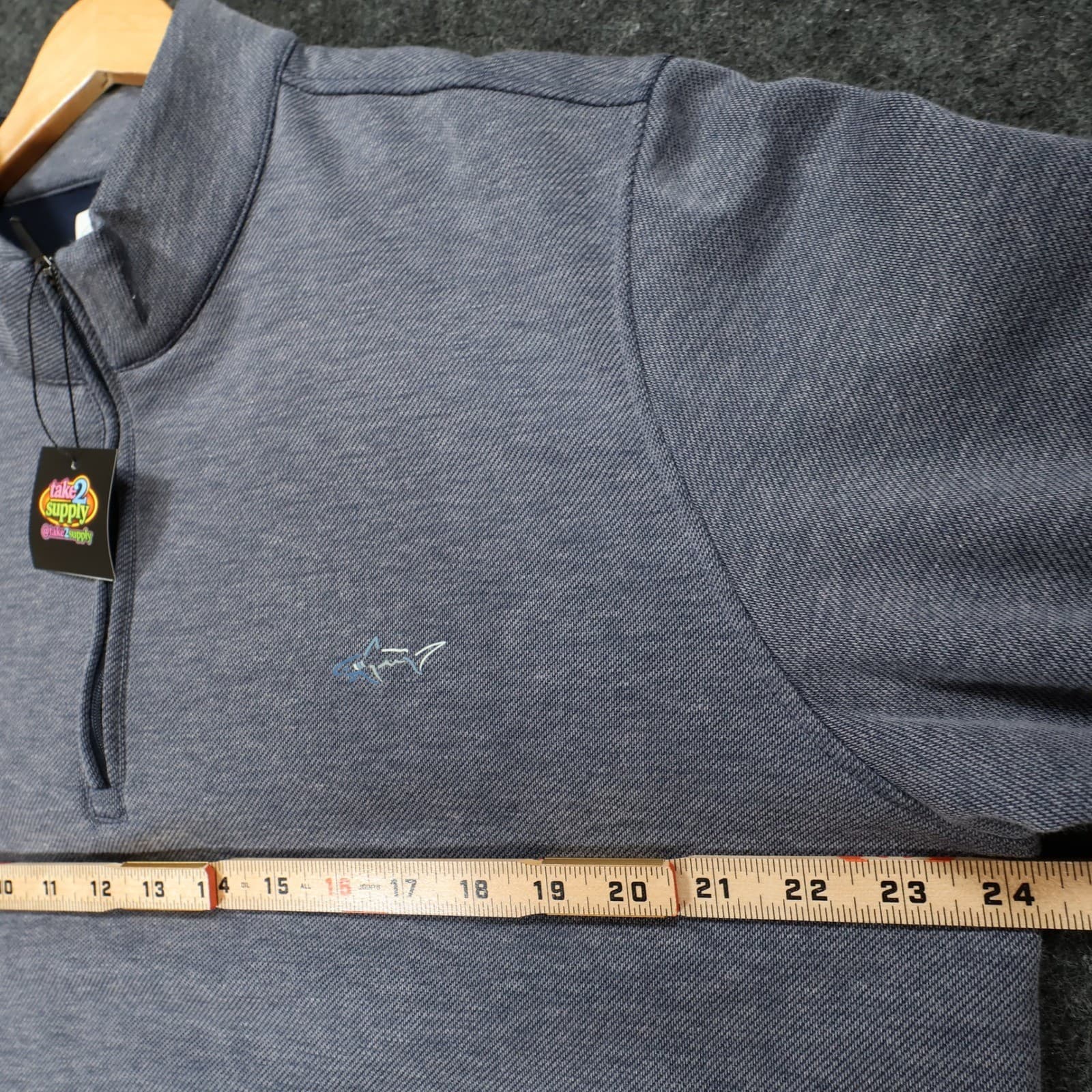 Greg Norman Pullover Mens XL Blue Excellent Quarter Zip Heathered - Thumbnail 3