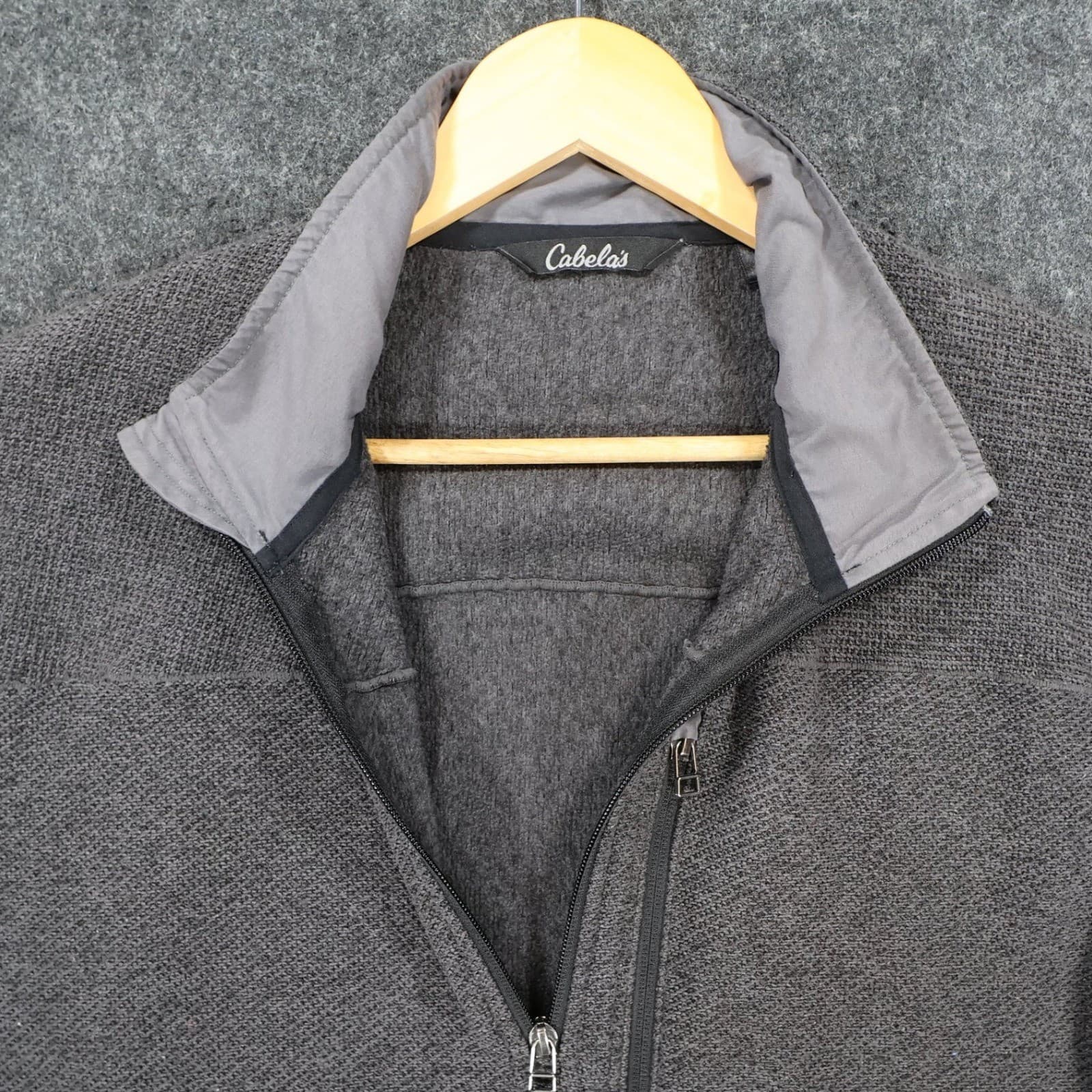 Cabela's Pullover Mens XL Gray Excellent Textured Fleece Quarter Zip - Thumbnail 10