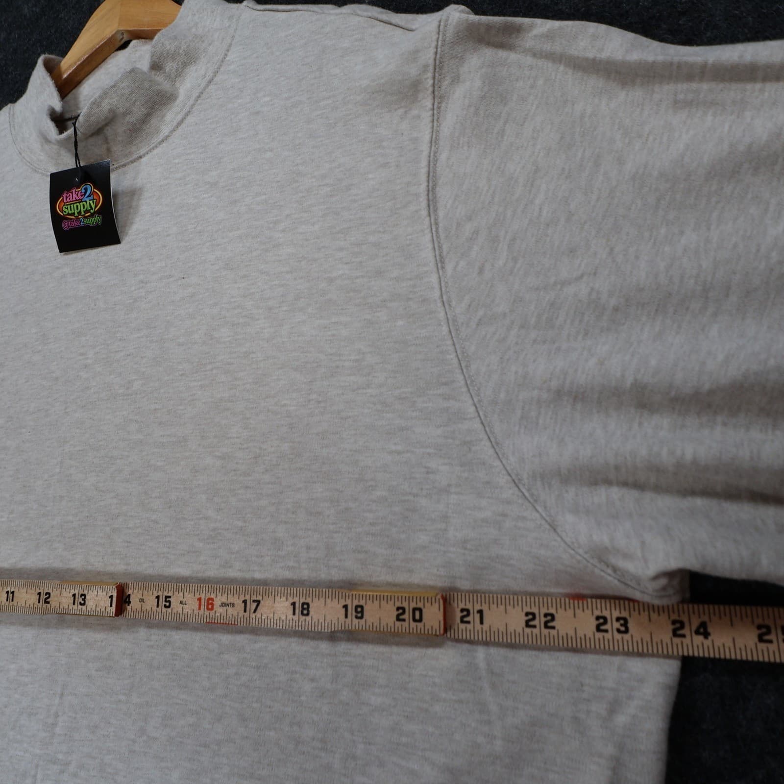 Roundtree & Yorke Mock Neck Shirt Mens XL Beige Excellent Heathered Cotton - Thumbnail 3