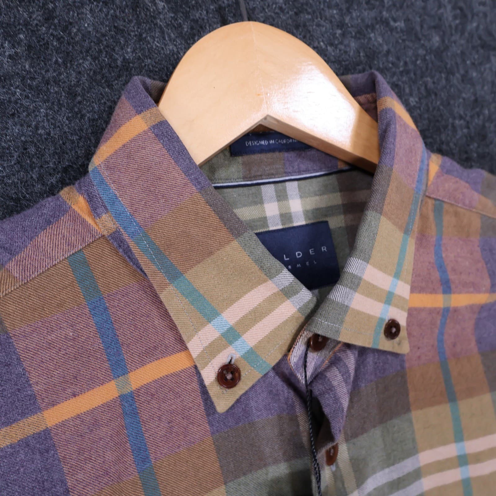 Calder Carmel Button Down Mens Large Multicolor Excellent Plaid Flannel - Thumbnail 9